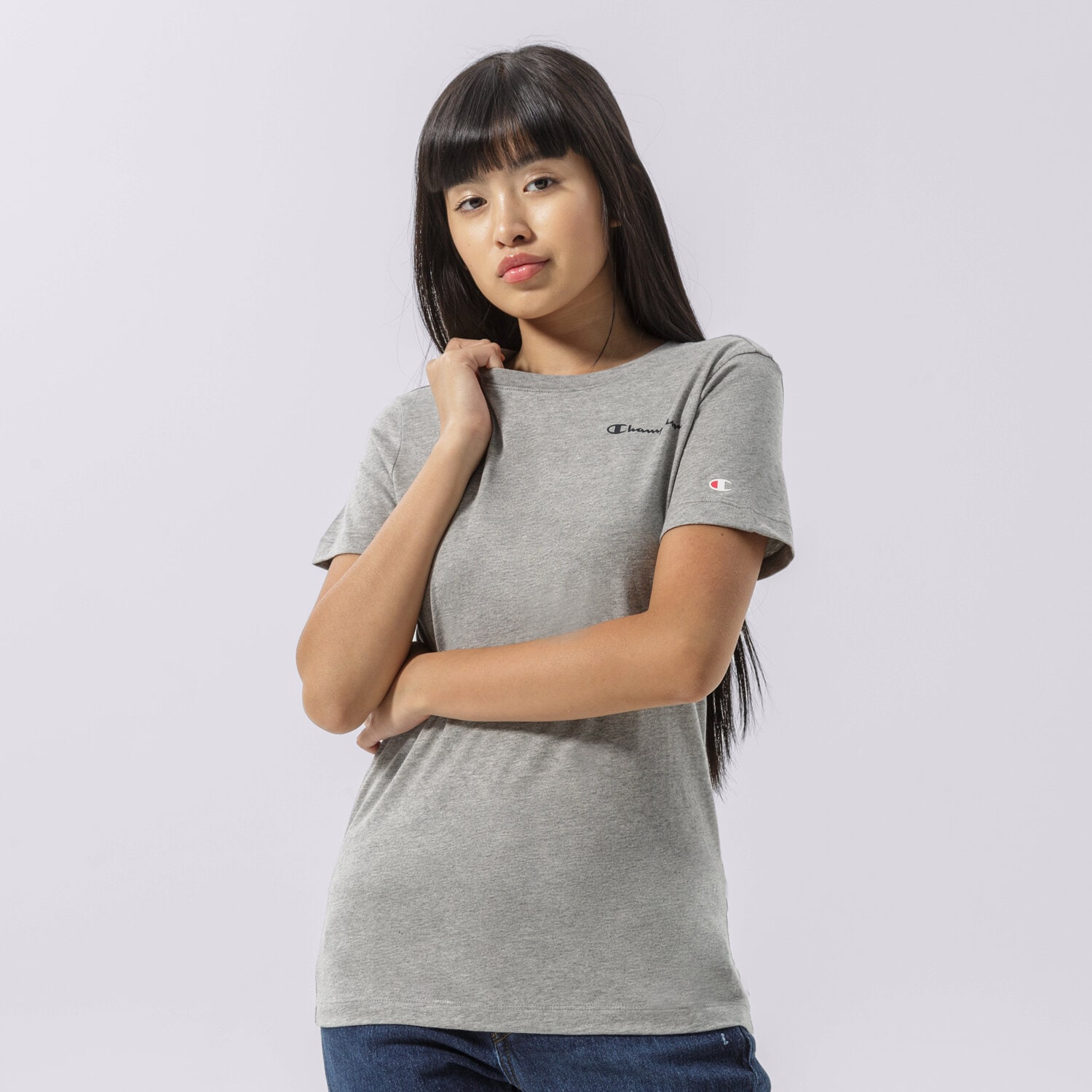 Damen T-Shirt CHAMPION T-SHIRT CREWNECK T-SHIRT 114912EM006 Grau