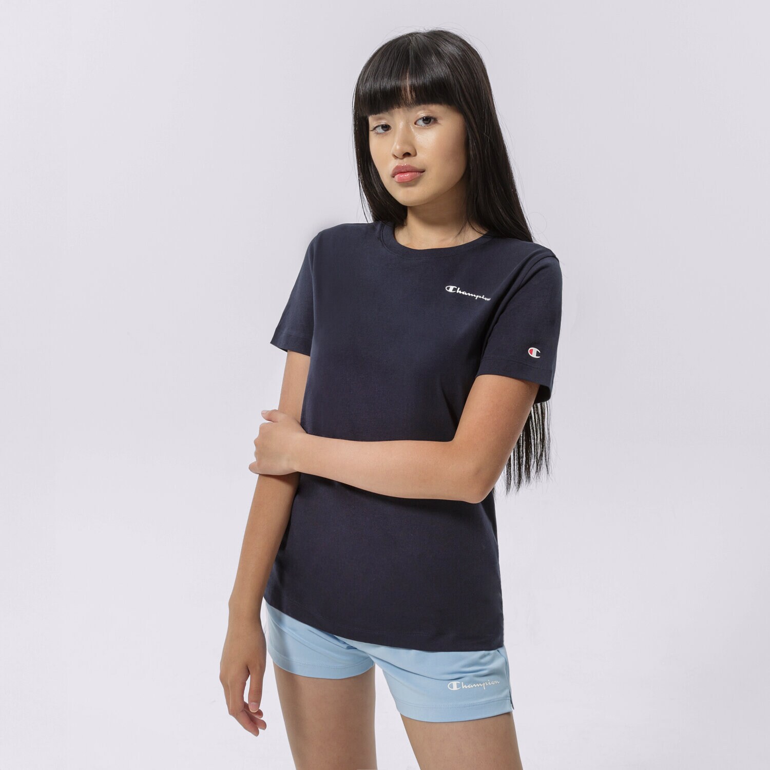 Damen T-Shirt CHAMPION T-SHIRT CREWNECK T-SHIRT 114912BS501 Dunkelblau