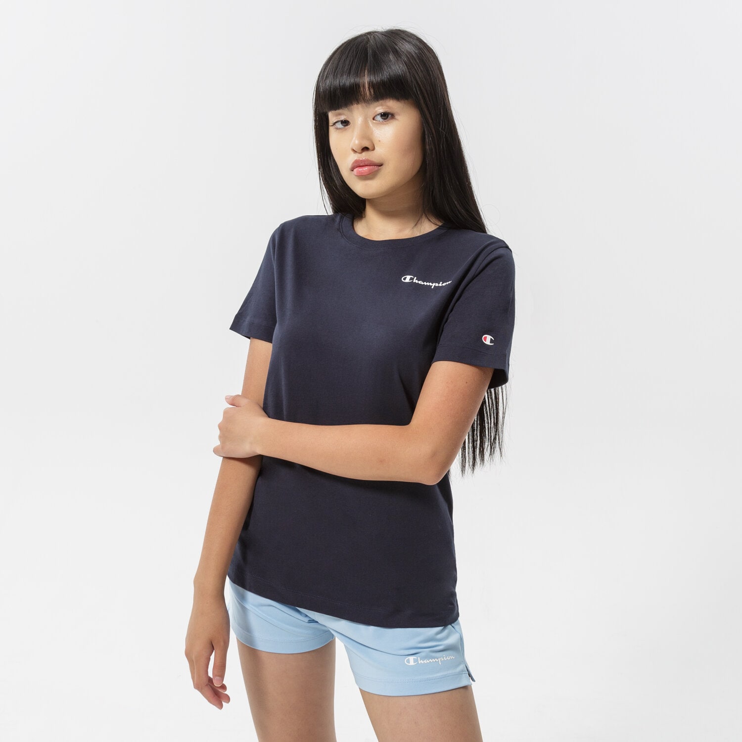 Damen T-Shirt CHAMPION T-SHIRT CREWNECK T-SHIRT 114912BS501 Dunkelblau