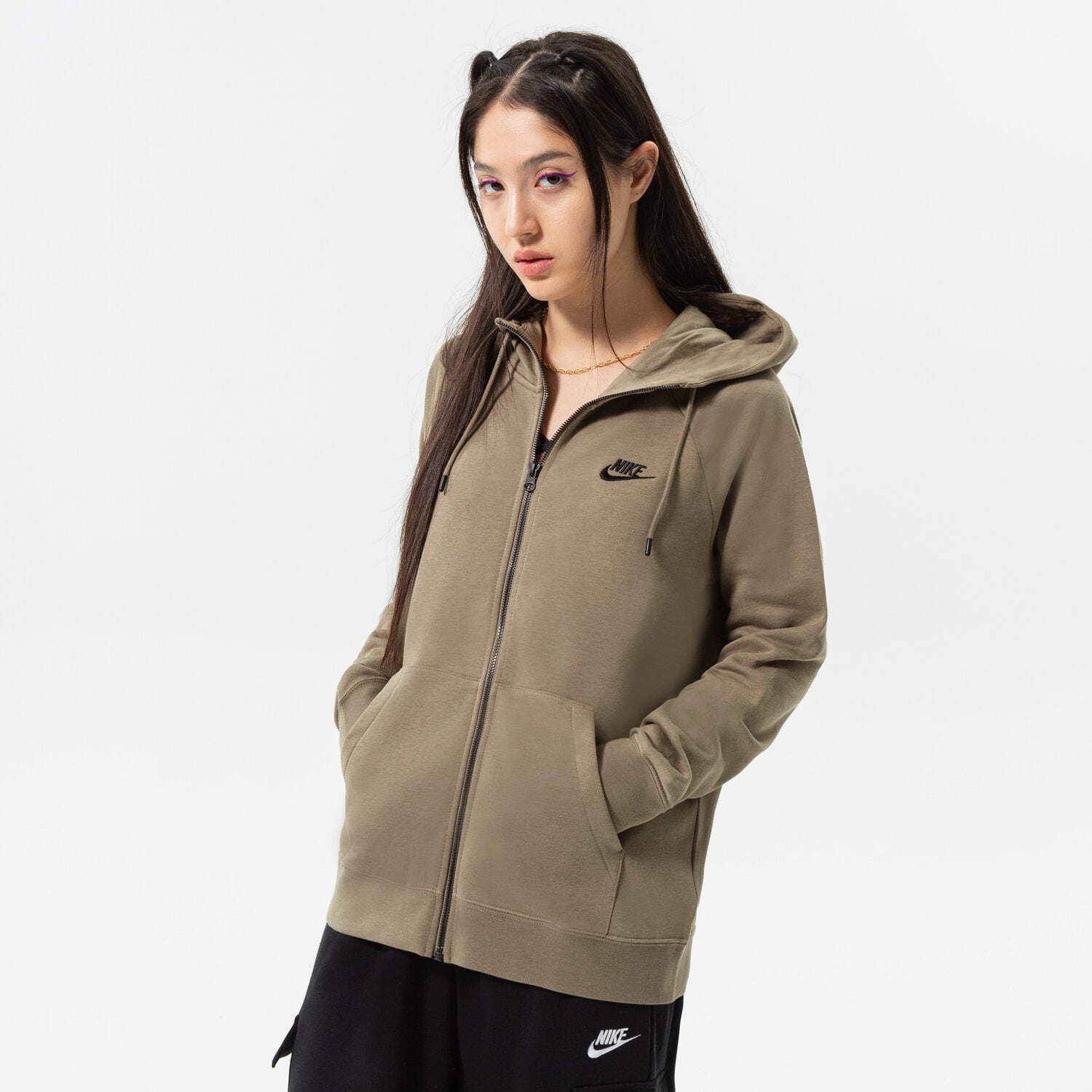 Damen NIKE HOODIE W NSW ESSNTL FLC FZ HOODIE DX2317-351 Khaki