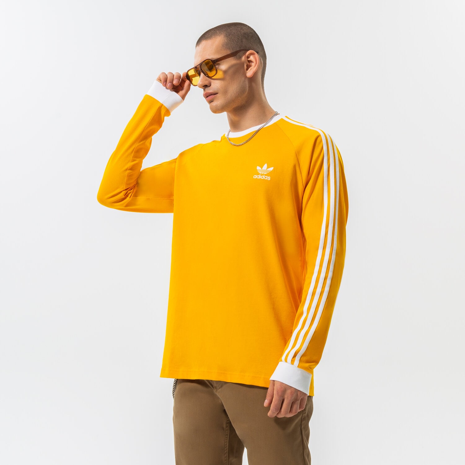 Herren T-Shirt ADIDAS T-SHIRT 3-STRIPES LS T HK7287 Orange