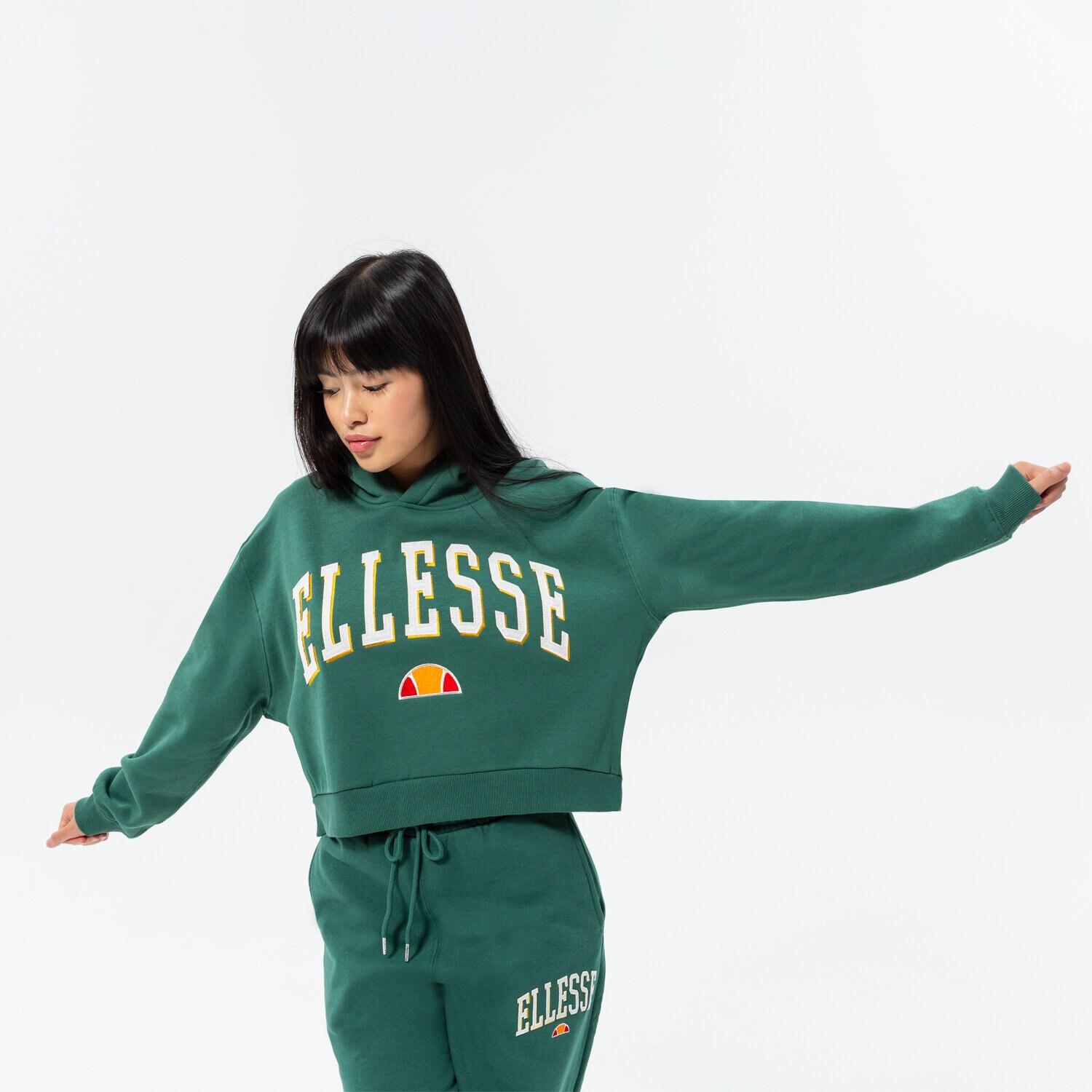 Damen ELLESSE HOODIE RAMO CROP HOODY DGREEN SGP15918502 Grün
