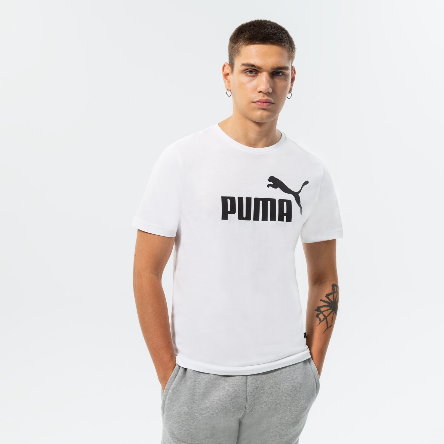 Herren T-Shirt PUMA T-SHIRT ESS LOGO TEE 586666 02 Weiß