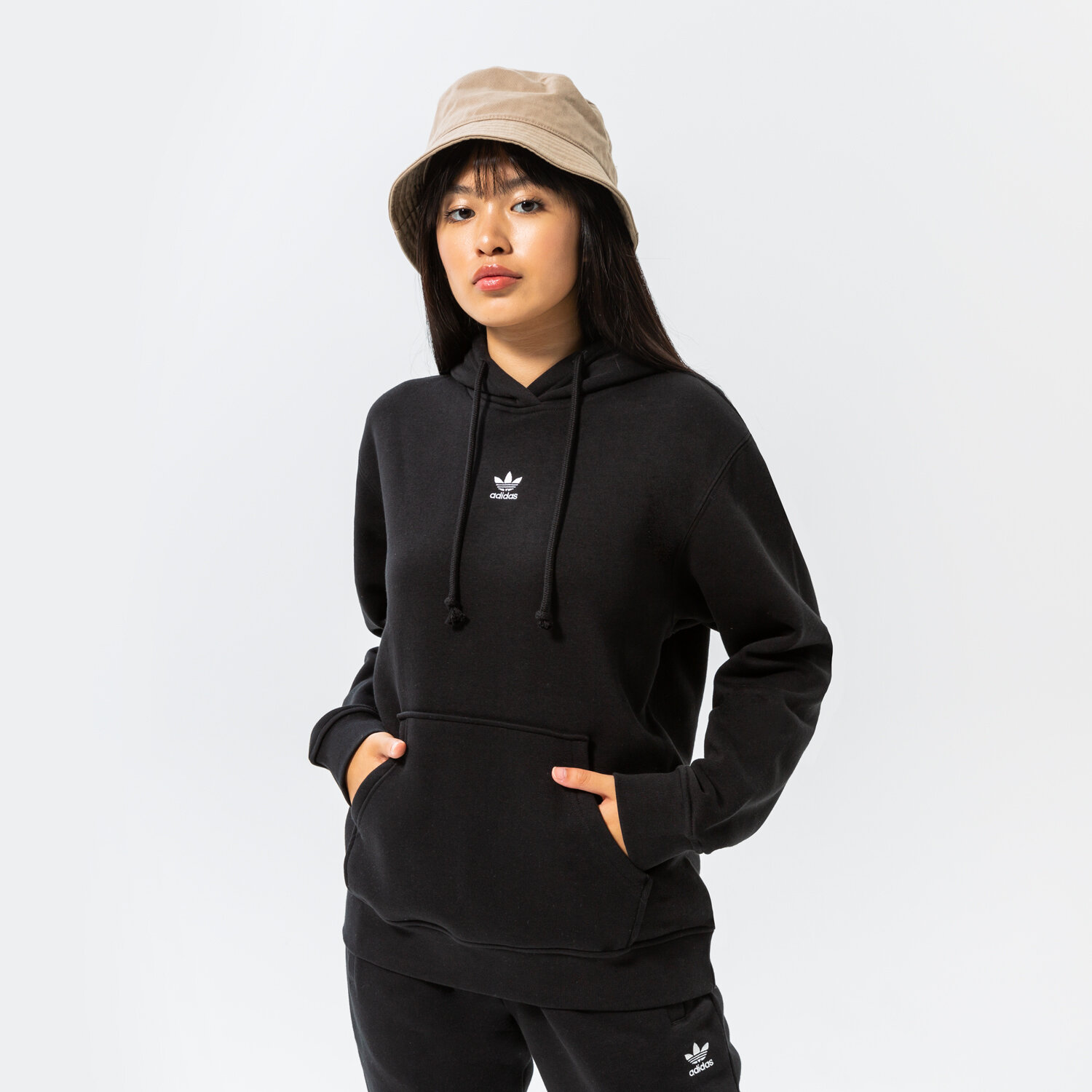 Damen ADIDAS ESSENTIAL FLEECE OVERHEAD HOODIE  H34725 Schwarz