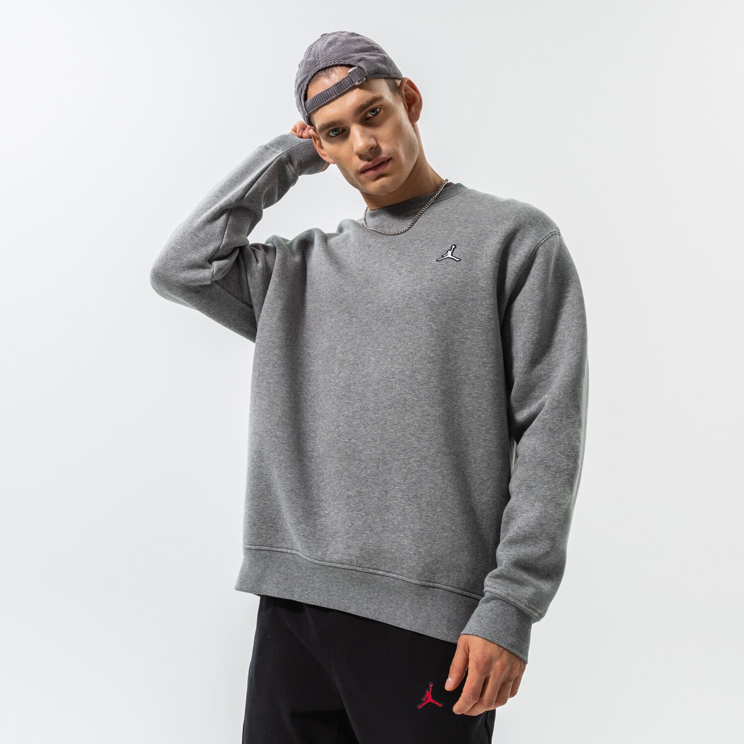 Herren JORDAN SWEATSHIRT M J ESS FLC CREW DQ7520-091 Grau