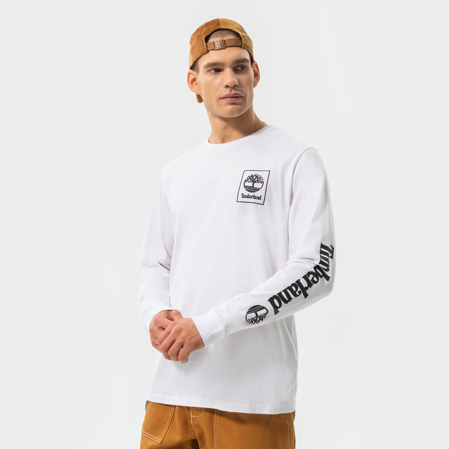 Herren T-Shirt TIMBERLAND T-SHIRT LS NEW STACK LOGO WHITE/BLACK TB0A64H5P541 Weiß