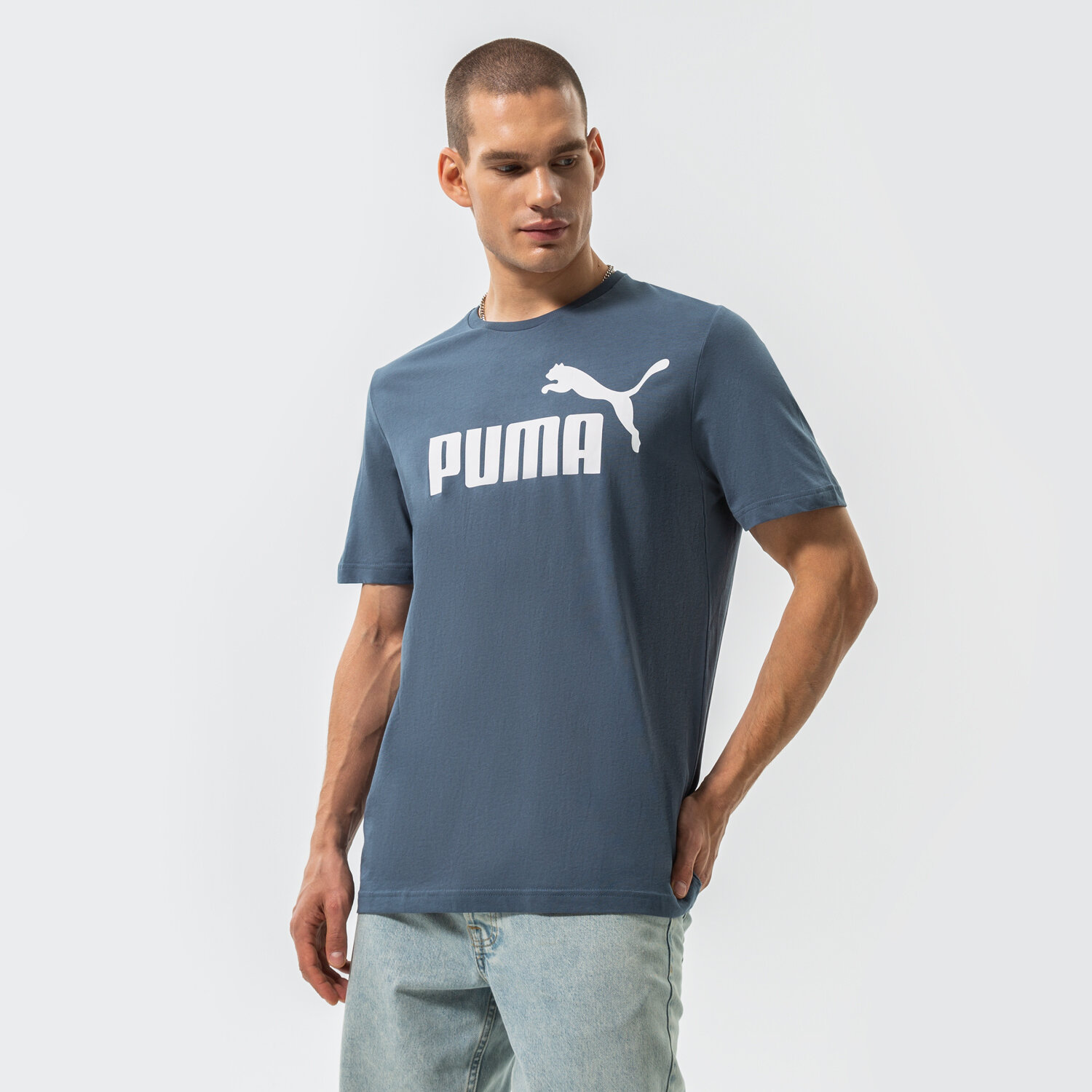 Herren T-Shirt PUMA T-SHIRT ESS LOGO TEE (S) 586667 10 Dunkelblau