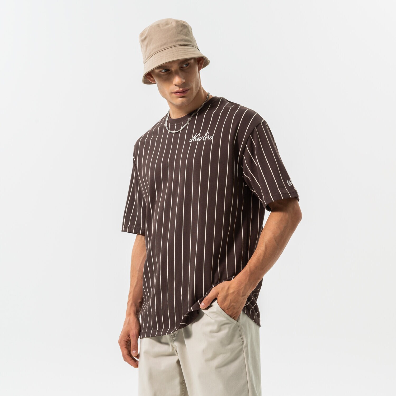 Herren T-Shirt NEW ERA T-SHIRT OS PINSTRIPE BRWN NEW ERA BRSOFW 60284644 Braun