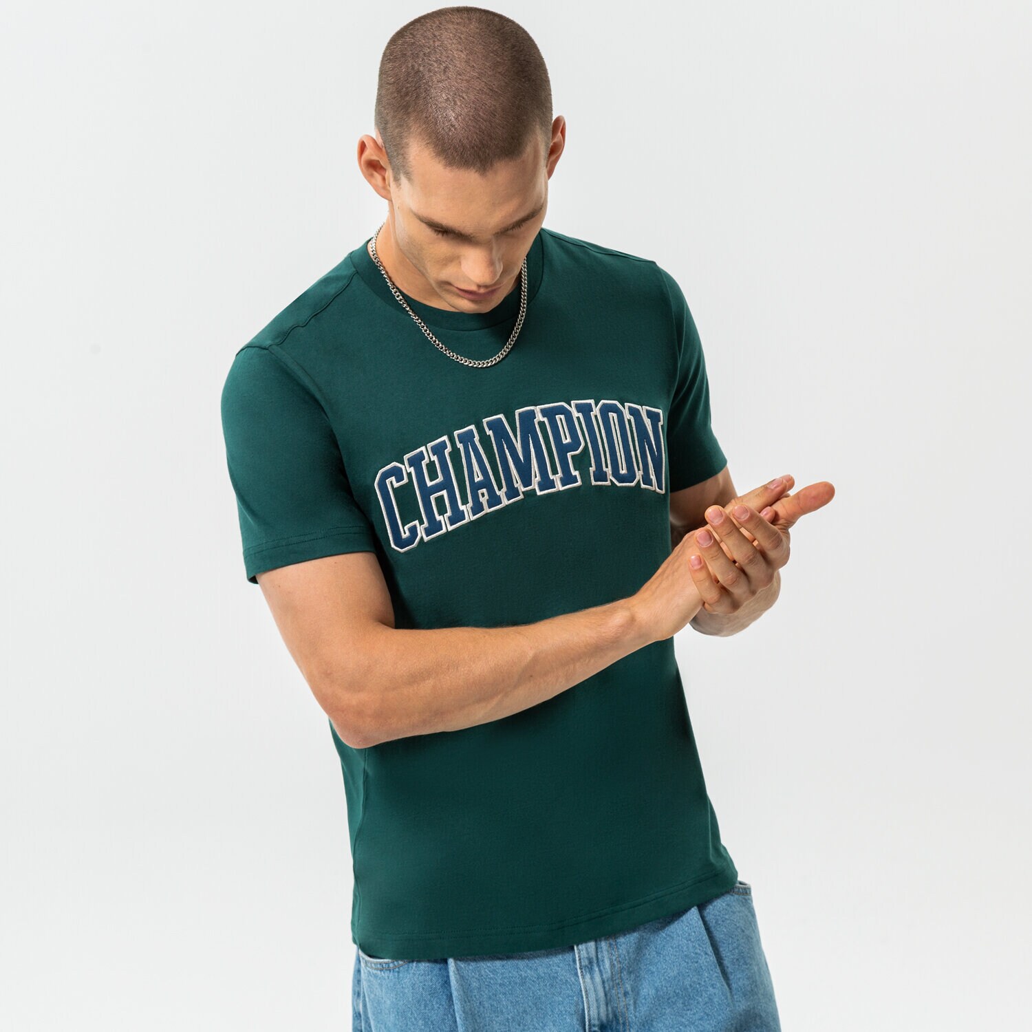 Herren T-Shirt CHAMPION T-SHIRT CREWNECK T-SHIRT 217882GS569 Grün