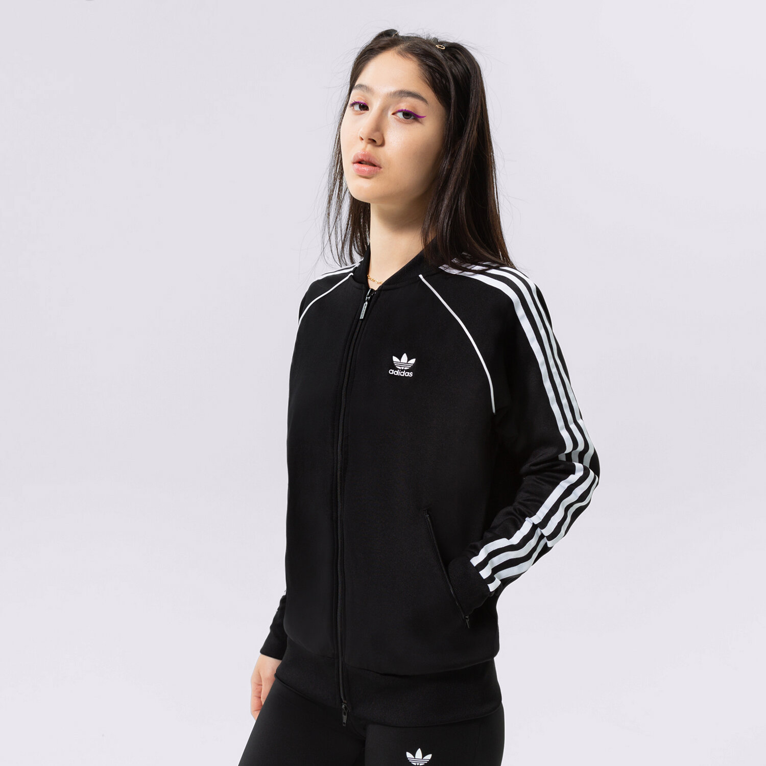 Damen ADIDAS SWEATSHIRT MIT REIßVERSCHLUSS   SST TRACKTOP PB GD2374 Schwarz