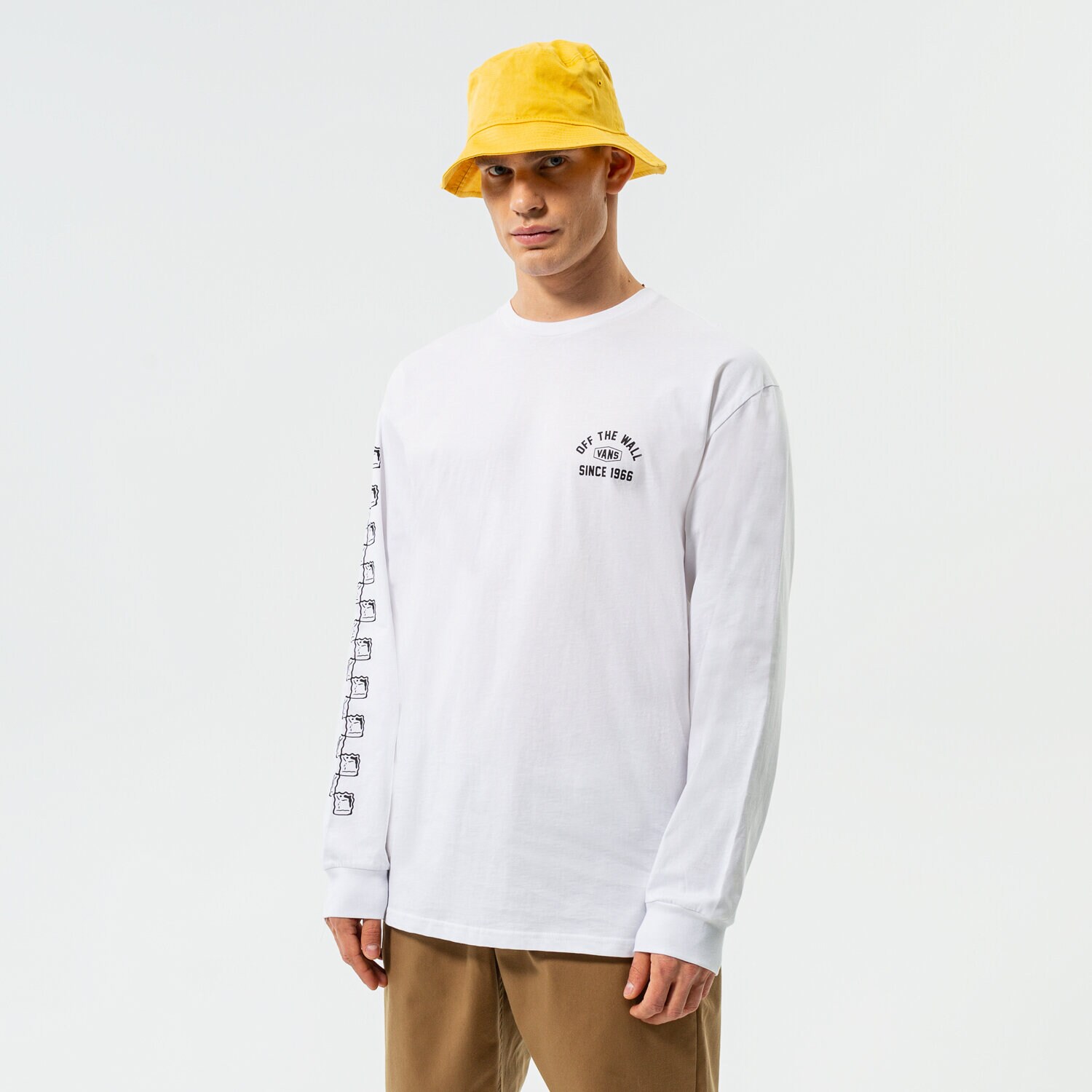 Herren T-Shirt VANS T-SHIRT CHECKERBOARD RESEARCH LS TEE VN0A7S5MWHT1 Weiß