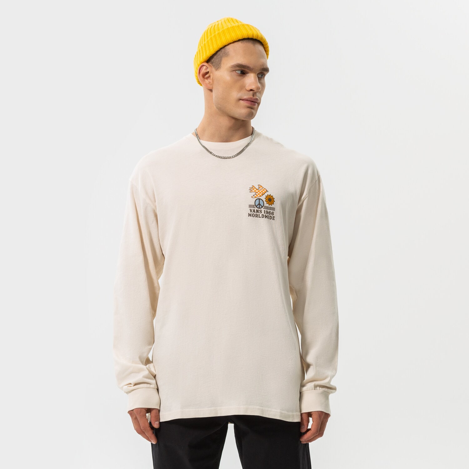 Herren T-Shirt VANS T-SHIRT FREE AS A CHECKER BIRD LS TEE VN0A7S5K3KS1 Weiß