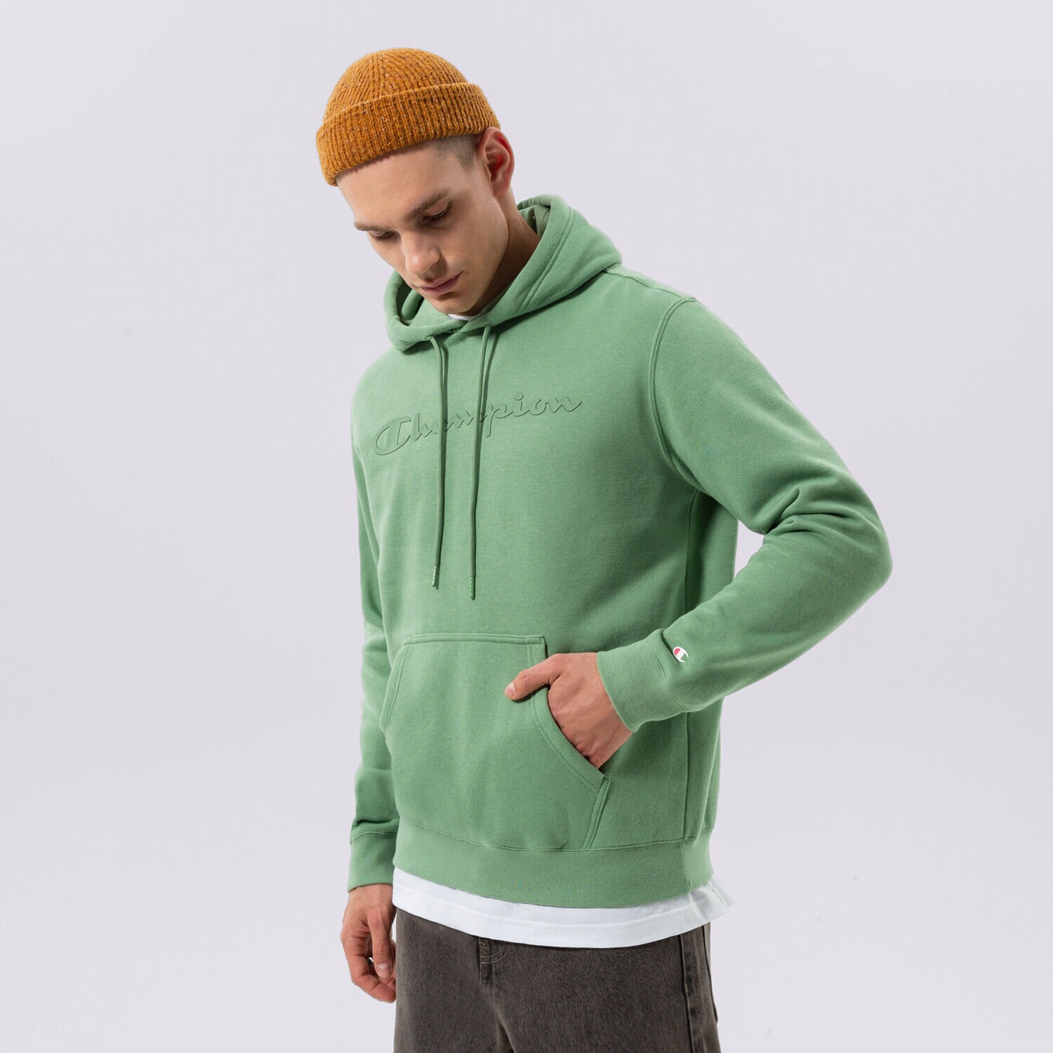 Herren CHAMPION HOODIE HOODED SWEATSHIRT 218282GS088 Khaki