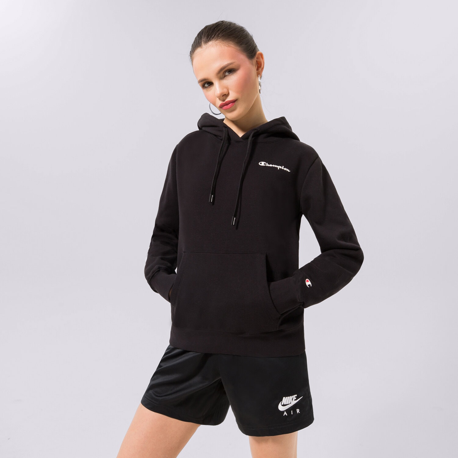 Damen CHAMPION HOODIE HOODED SWEATSHIRT 115395KK001 Schwarz