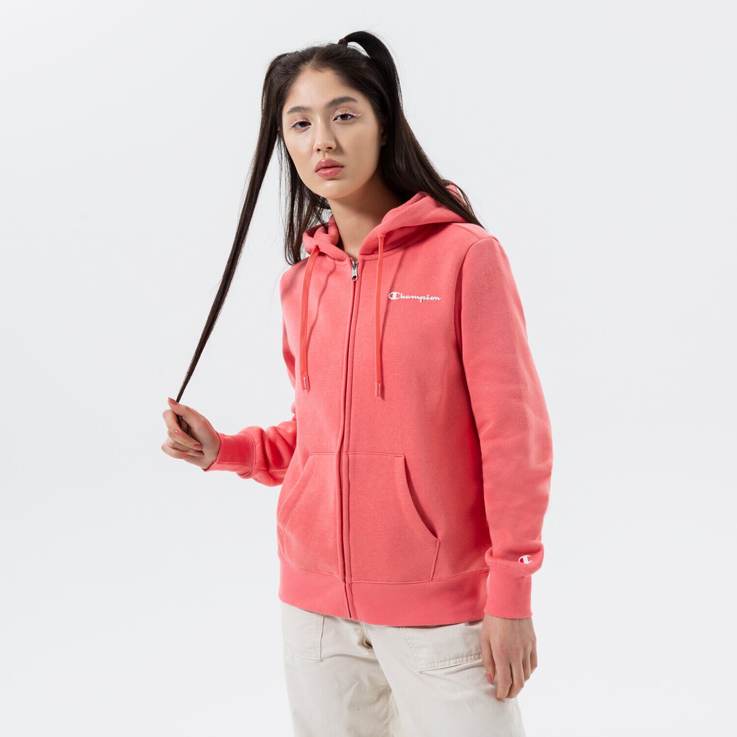Damen CHAMPION ZIP HOODIE HOODED 115398PS171 Rosa
