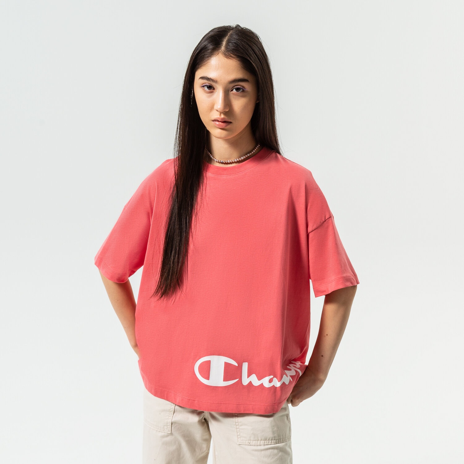 Damen T-Shirt CHAMPION T-SHIRT CREWNECK T-SHIRT 115425PS171 Rosa