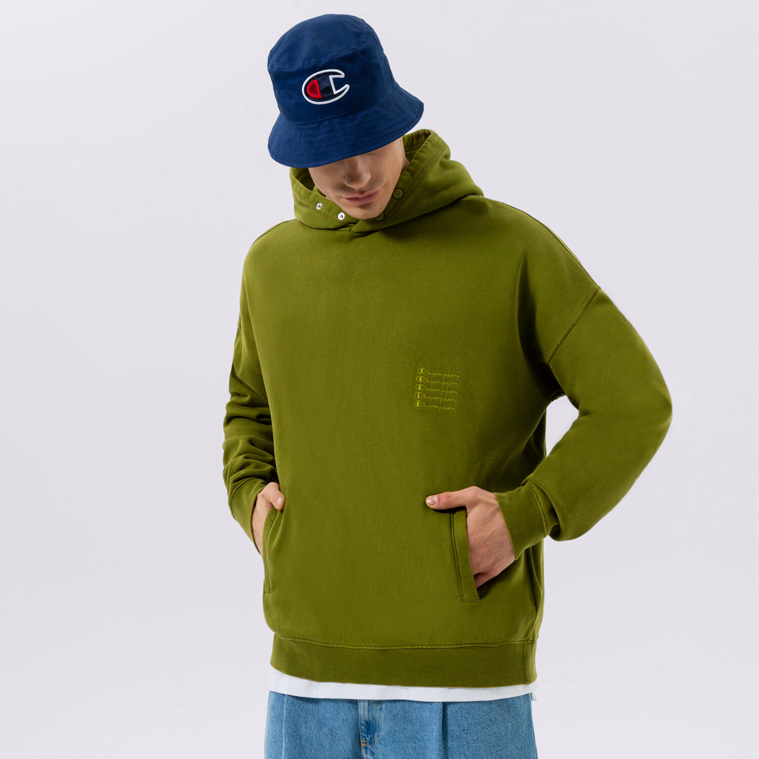 Herren CHAMPION HOODIE HOODED SWEATSHIRT 217893GS567 Khaki