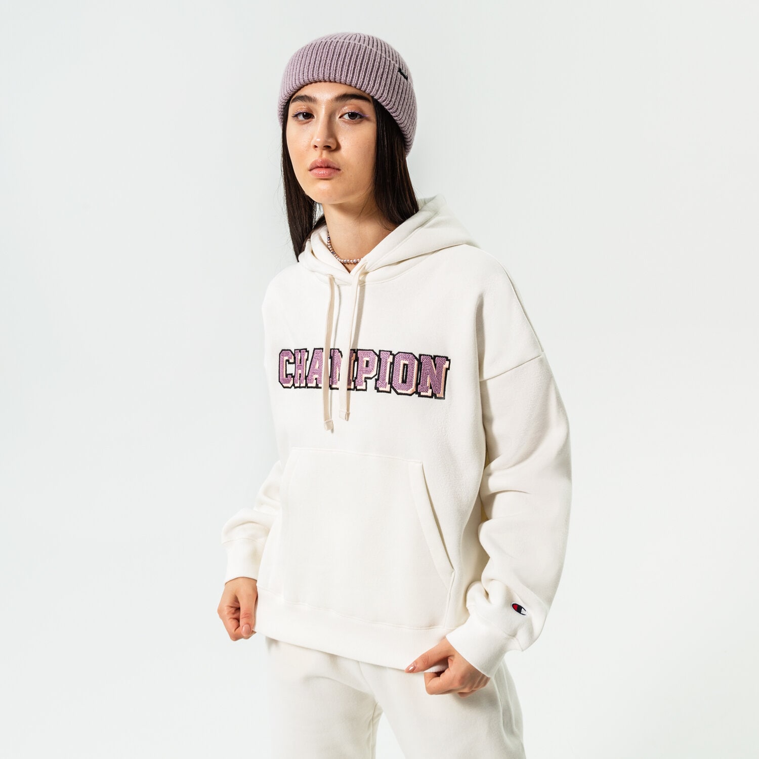 Damen CHAMPION HOODIE HOODED SWEATSHIRT 115370YS084 Weiß
