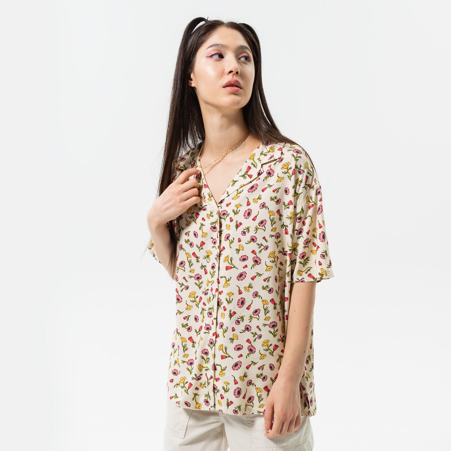Damen T-Shirt VANS TOP WYLD PRINTED SS TOP VN0A7RMKFS81 Weiß