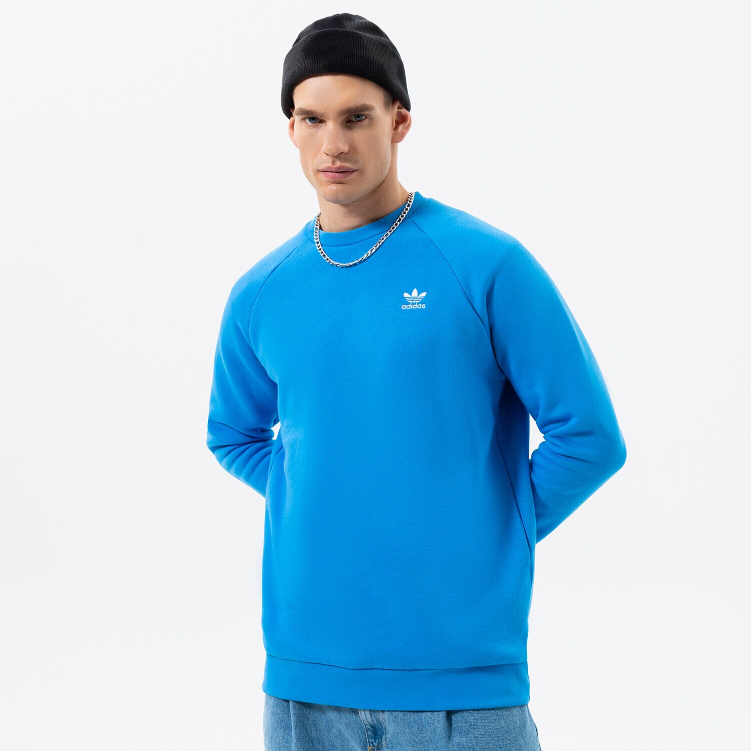 Herren ADIDAS SWEATSHIRT ESSENTIAL CREW HJ7992 Blau