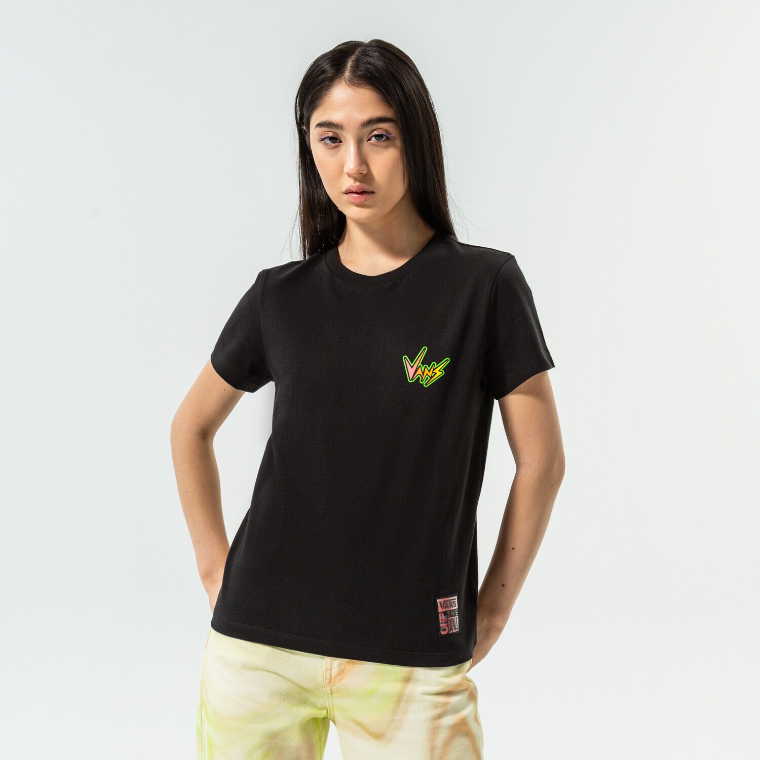 Damen T-Shirt VANS T-SHIRT SURF'S UPSIDE DOWN SS CREW VN0007RMBLK1 Schwarz