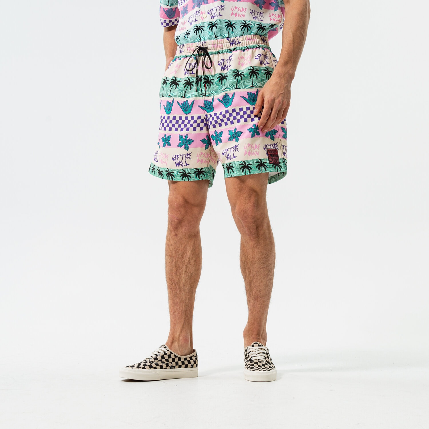 Herren Shorts VANS SHORTS CALIFORNIA STRIPE VOLLEY SHORTS VN0007RUPNK1 Rosa