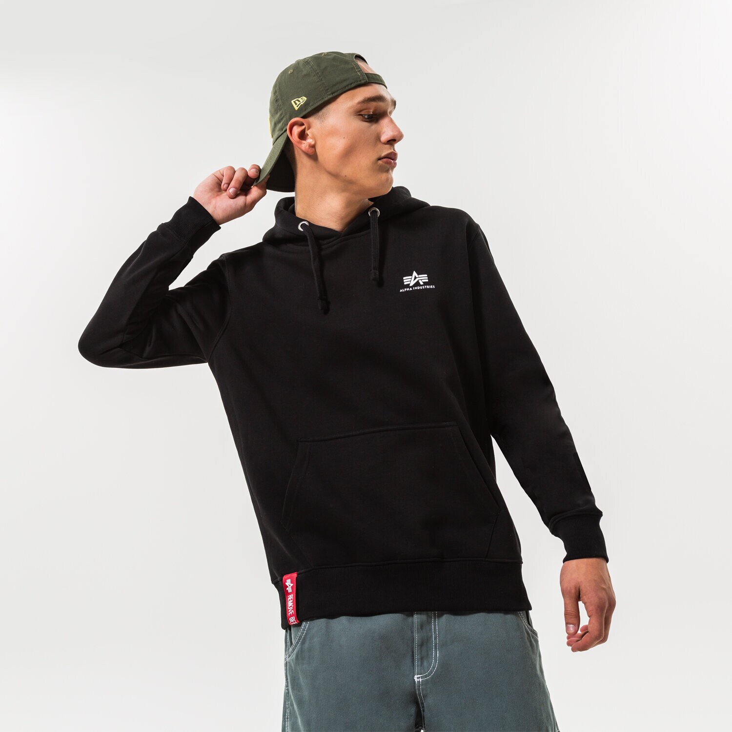 Herren ALPHA INDUSTRIES HOODIE BASIC 196318-03 Schwarz