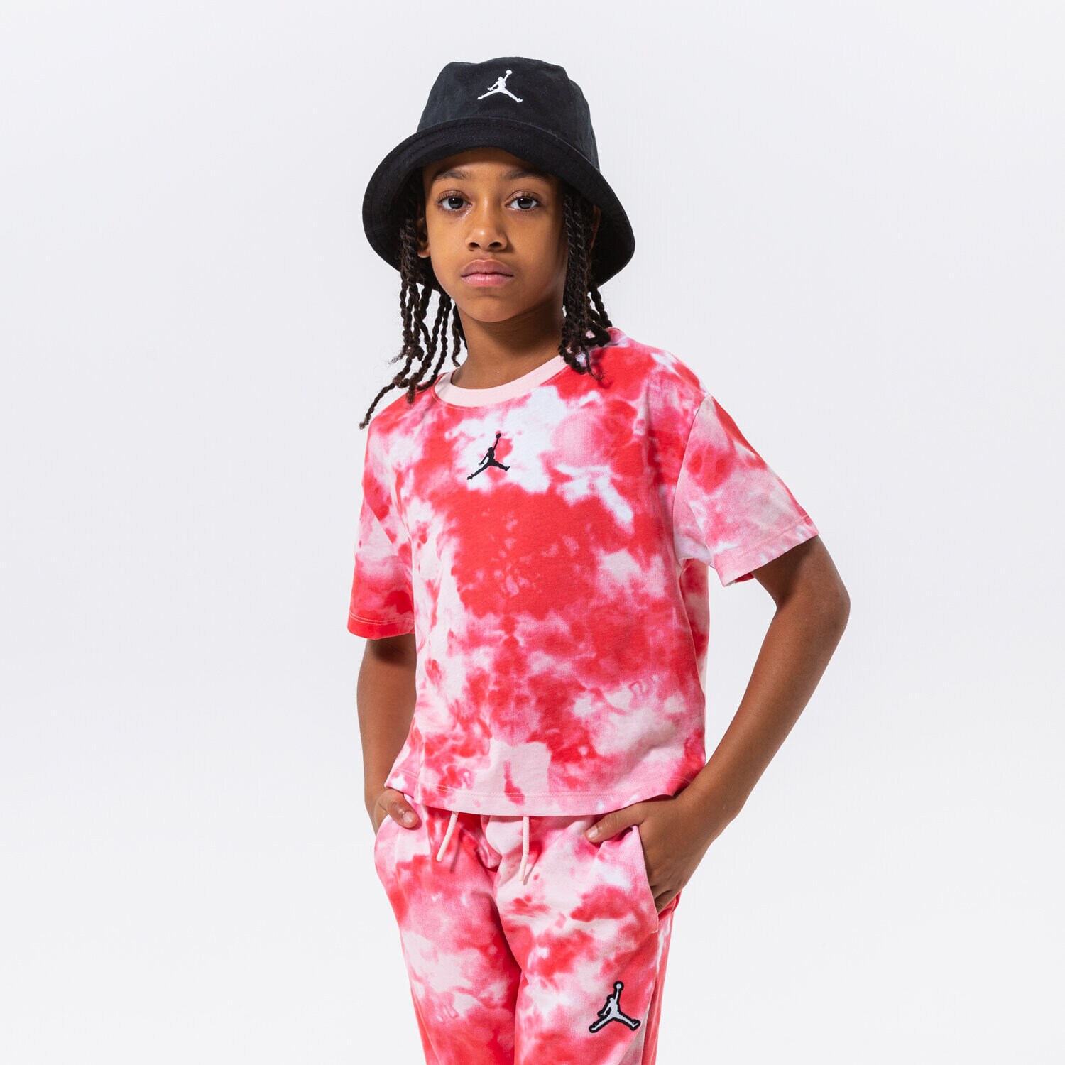 Kinder T-Shirt JORDAN T-SHIRT ESSENTIALS SMOKE DYE TEE GIRL 45B328-X24 Rosa
