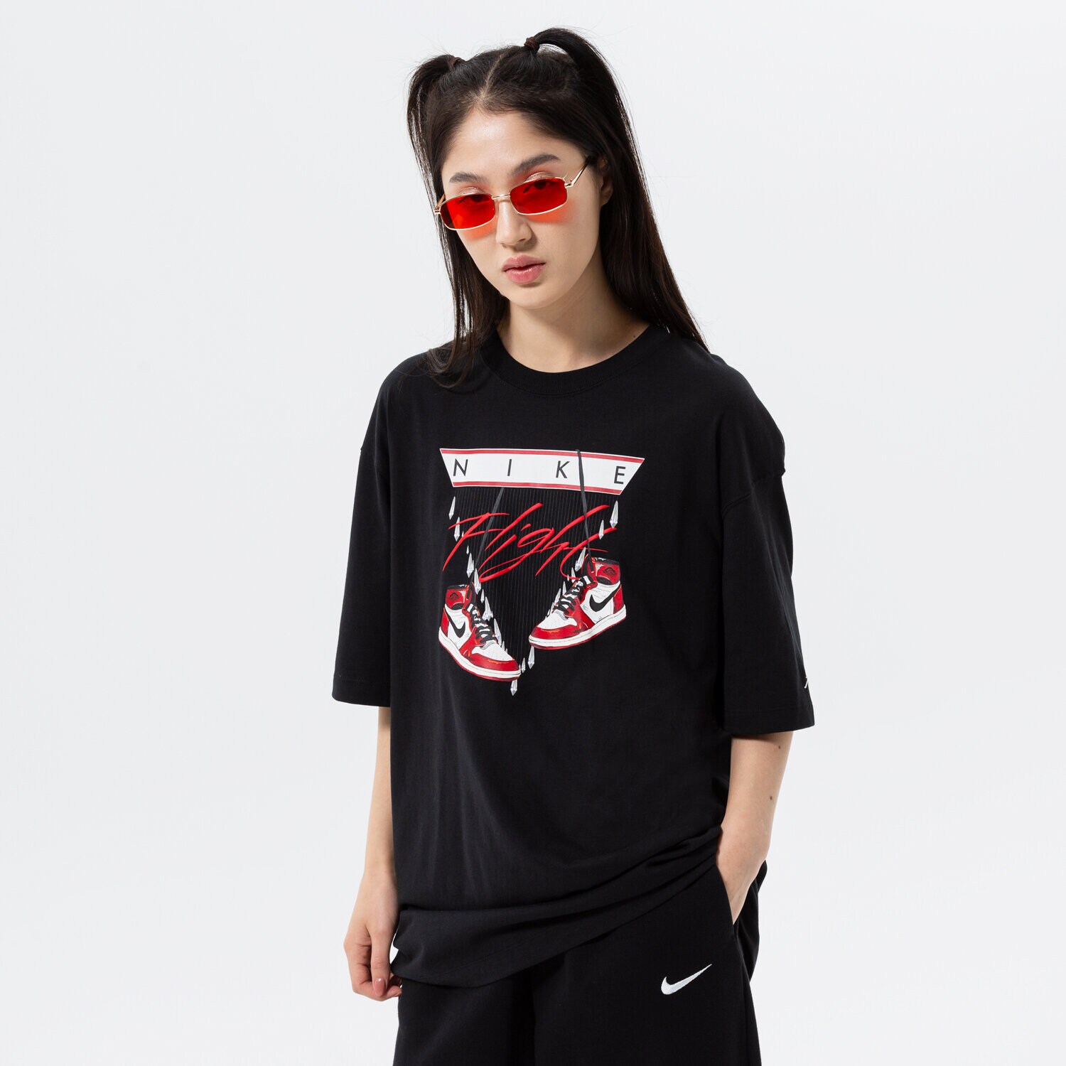 Damen T-Shirt JORDAN T-SHIRT W J FLIGHT SHOE GFX OS TEE DV1411-010 Schwarz