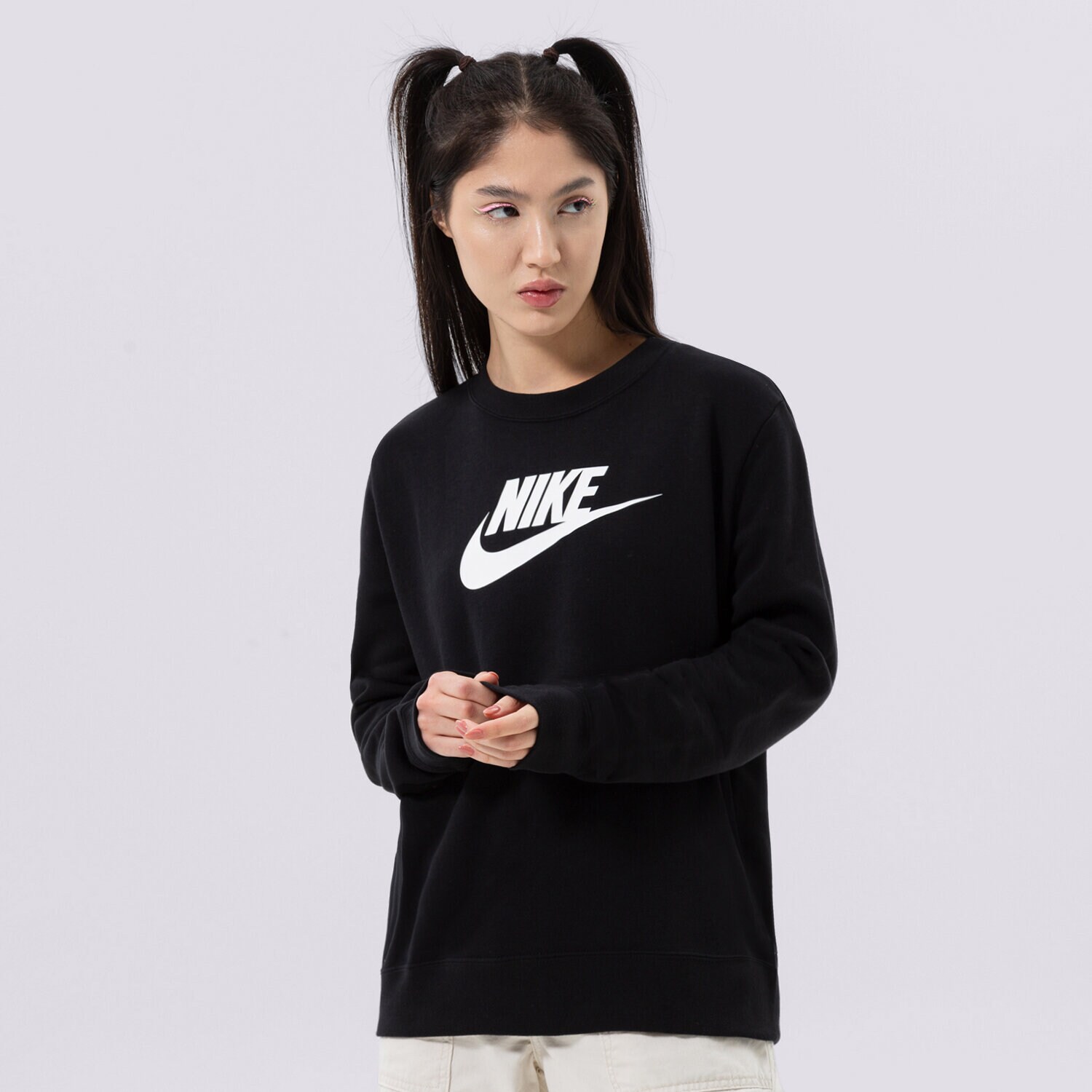 Damen NIKE SWEATSHIRT W NSW CLUB FLC GX CREW STD DQ5832-010 Schwarz