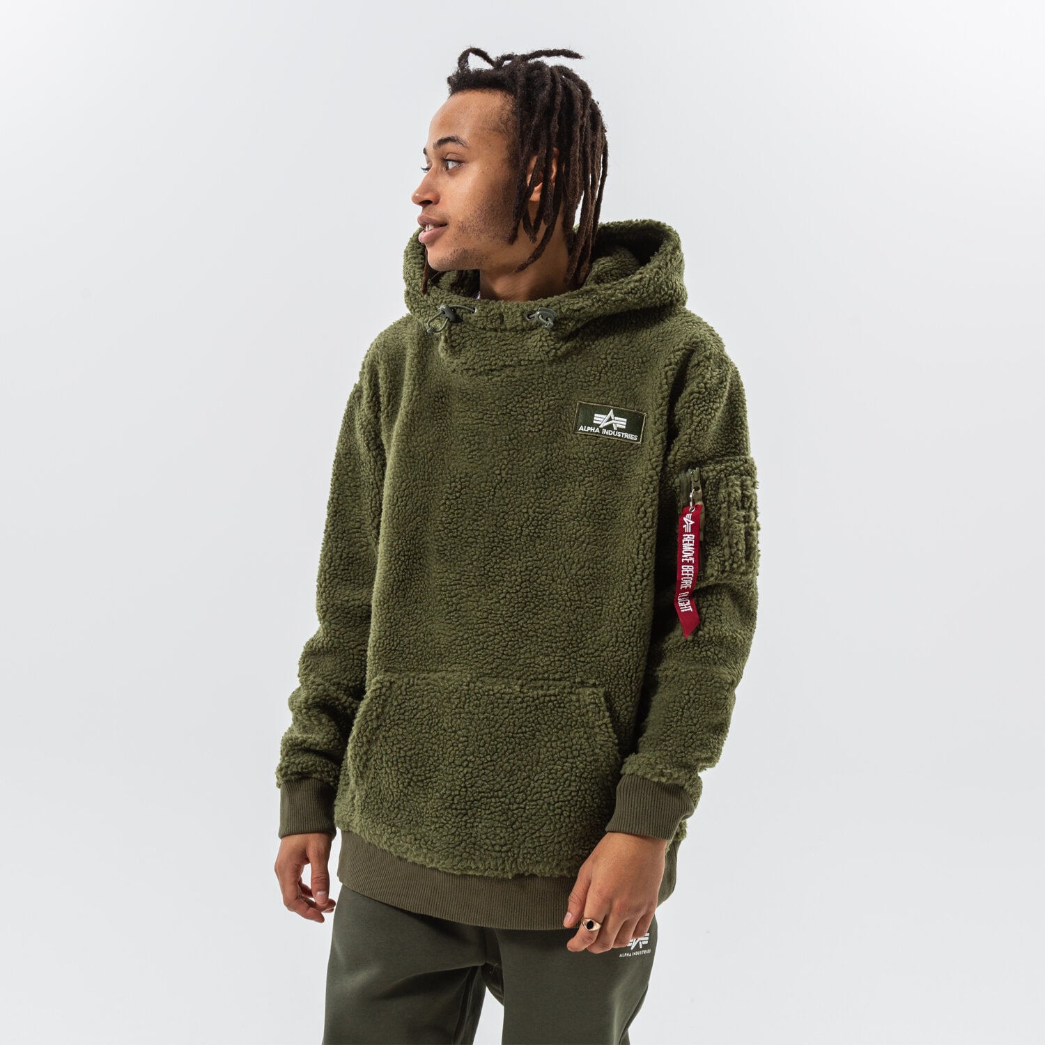Herren ALPHA INDUSTRIES HOODIE TEDDY 118330-01 Grün