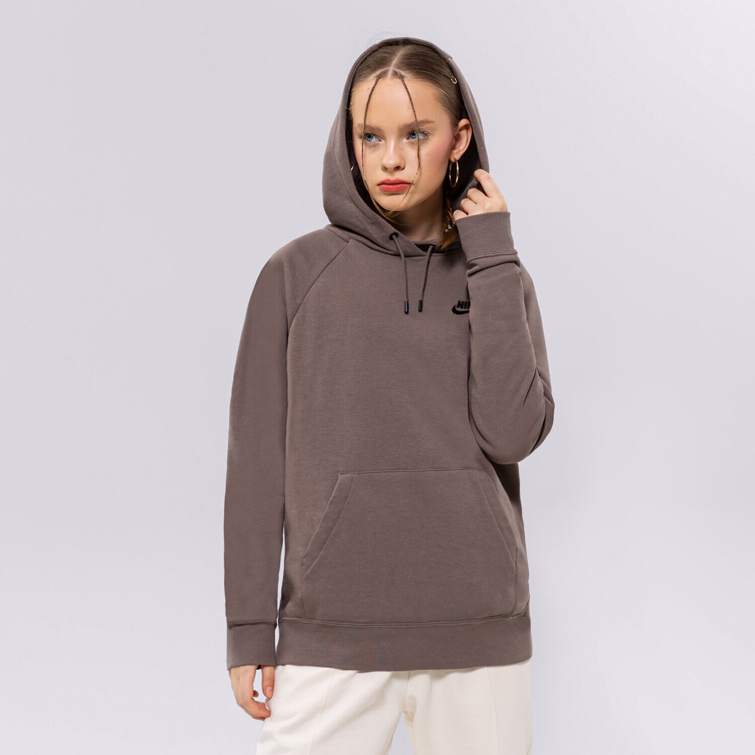 Damen NIKE HOODIE W NSW ESSNTL FLC PO HOODIE DX2316-040 Braun