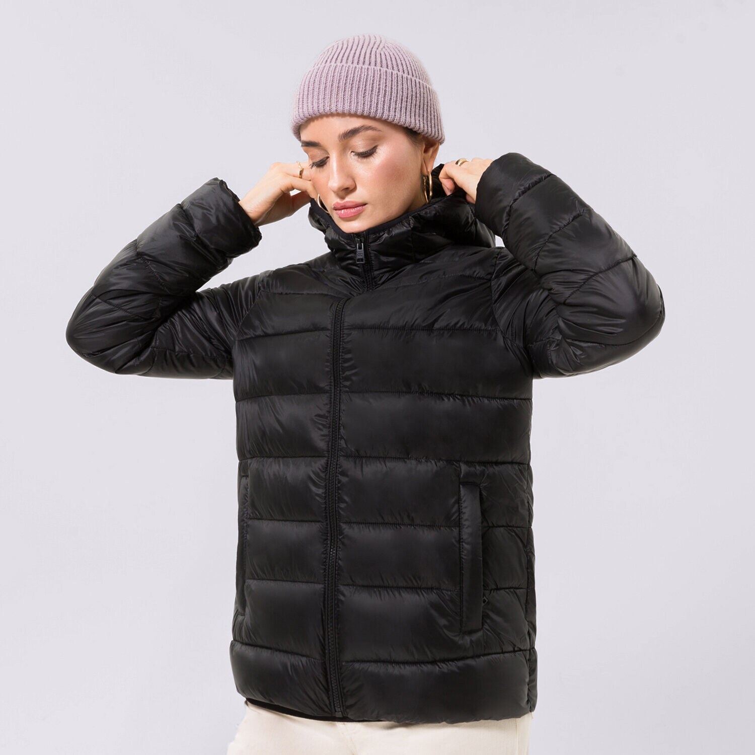 Damen Winterjacke CHAMPION JACKE WINTER HOODED POLYFILLED JACKET 115750KK001 Schwarz