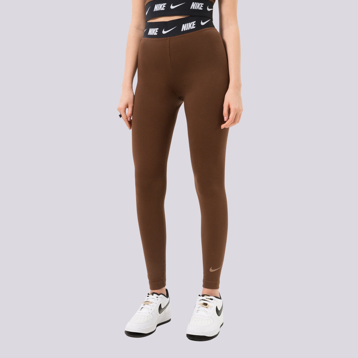 Damen Hosen NIKE LEGGINGS HIGH WAISTED LOGO DM4651-259 Braun