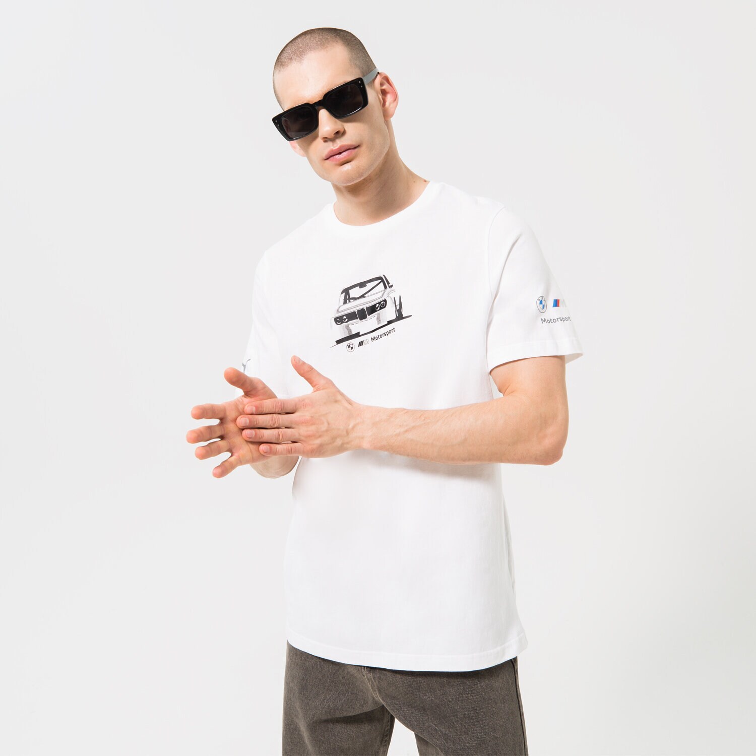 Herren T-Shirt PUMA T-SHIRT PUMA BMW MMS ESS CAR GRAPHIC TEE 535886-02 Weiß