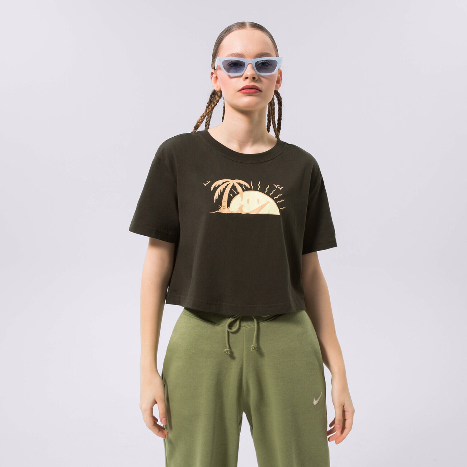 Damen T-Shirt NIKE  T-SHIRT SPORTSWEAR CROP DQ3309-355 Schwarz