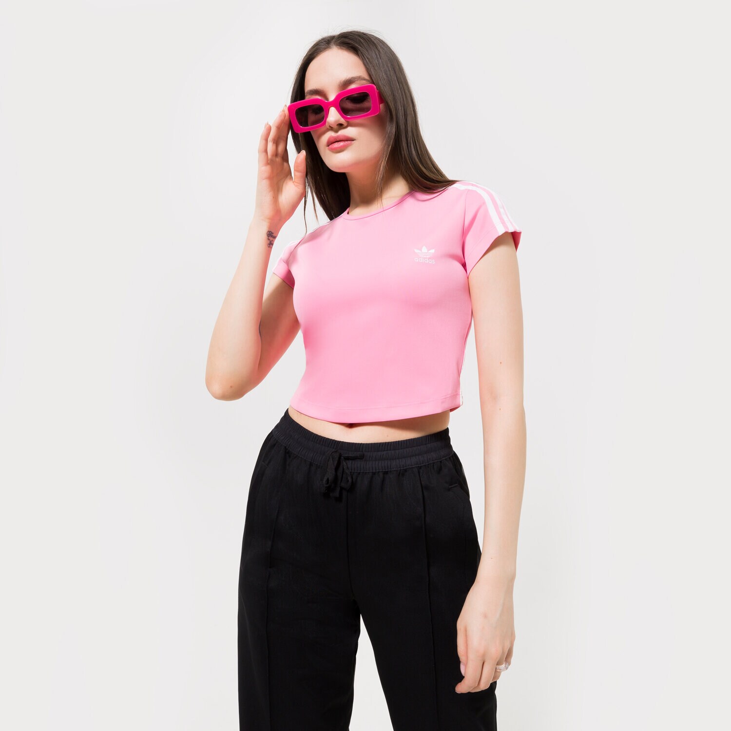 Damen T-Shirt ADIDAS T-SHIRT CROPPED TEE HM4712 Rosa