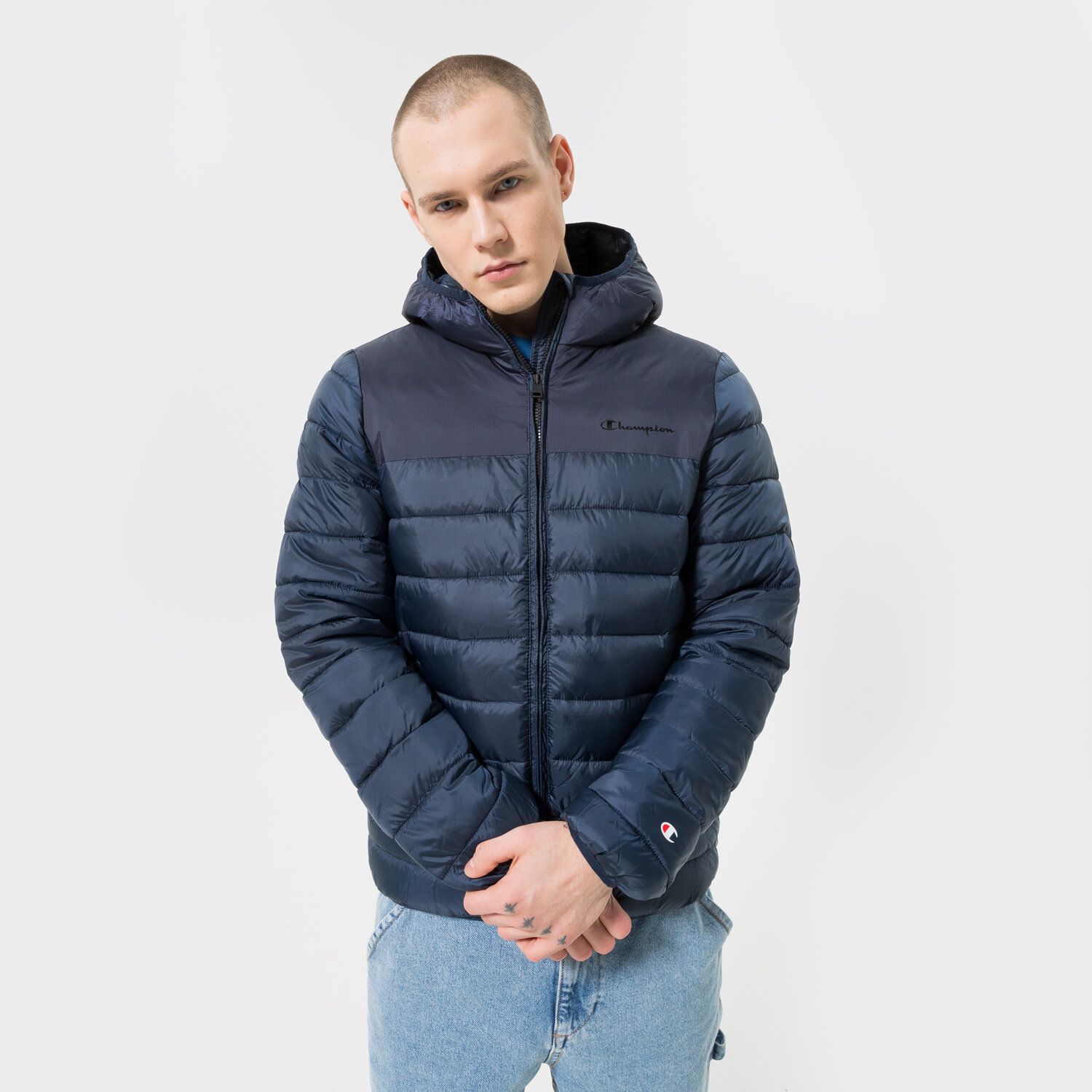 Herren Winterjacke CHAMPION JACKE WINTER HOODED JACKET 218073BS501 Dunkelblau