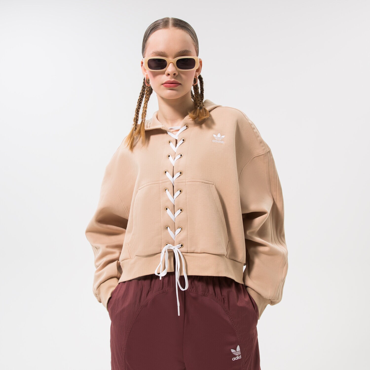 Damen ADIDAS HOODIE HOODIE HK5058 Beige