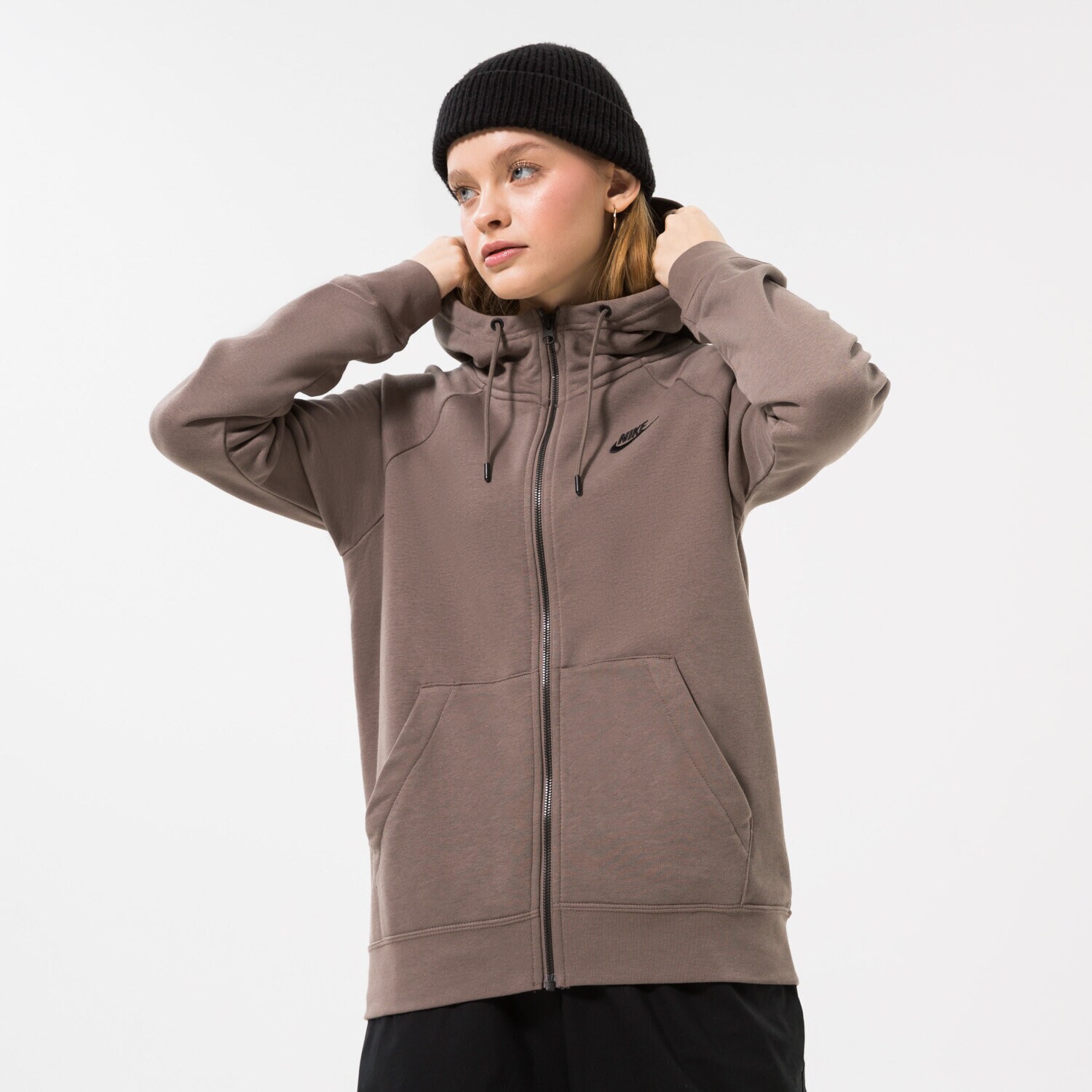 Damen NIKE HOODIE W NSW ESSNTL FLC FZ HOODIE DX2317-040 Braun