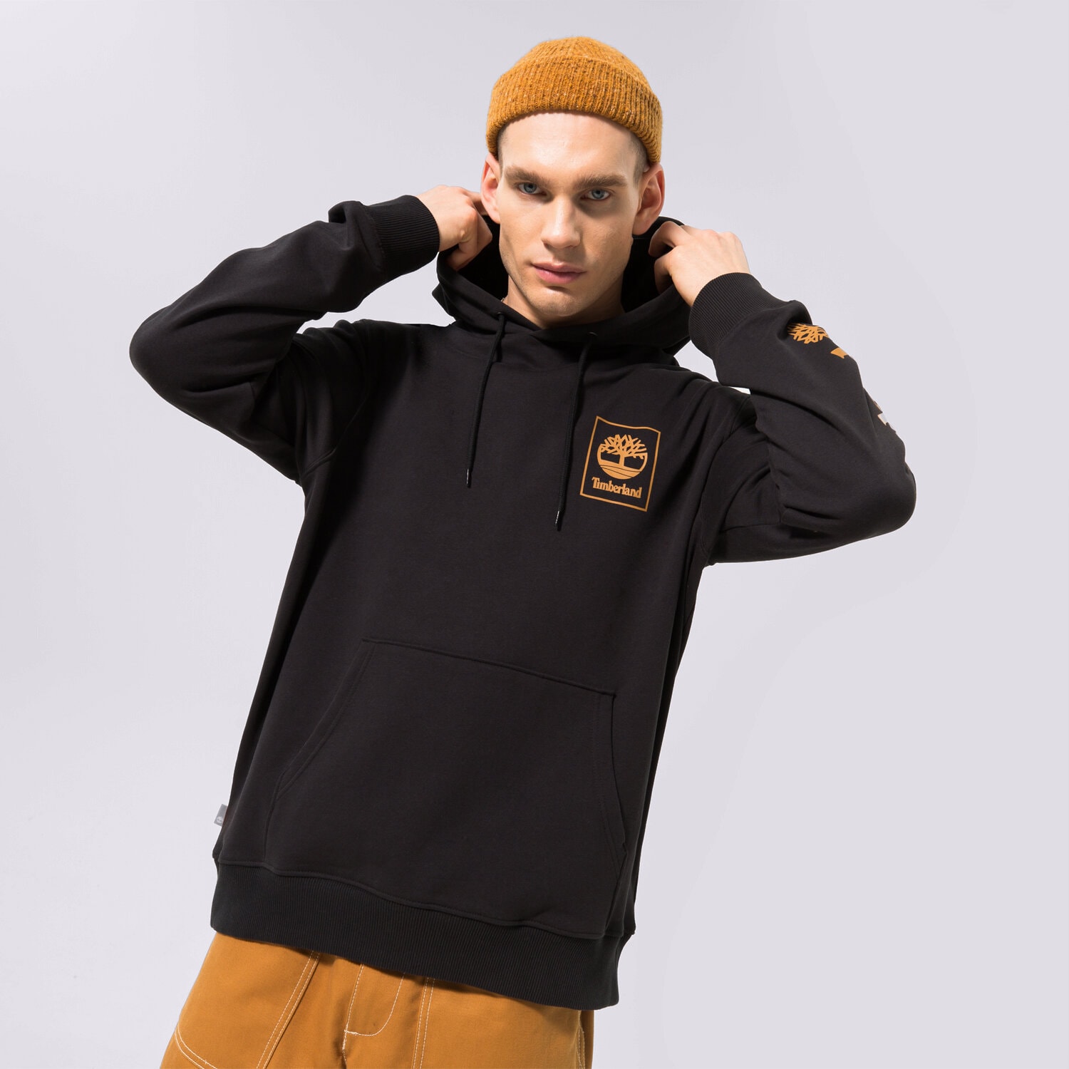 Herren TIMBERLAND HOODIE STACK LOGO BLACK TB0A5ZHN0011 Schwarz