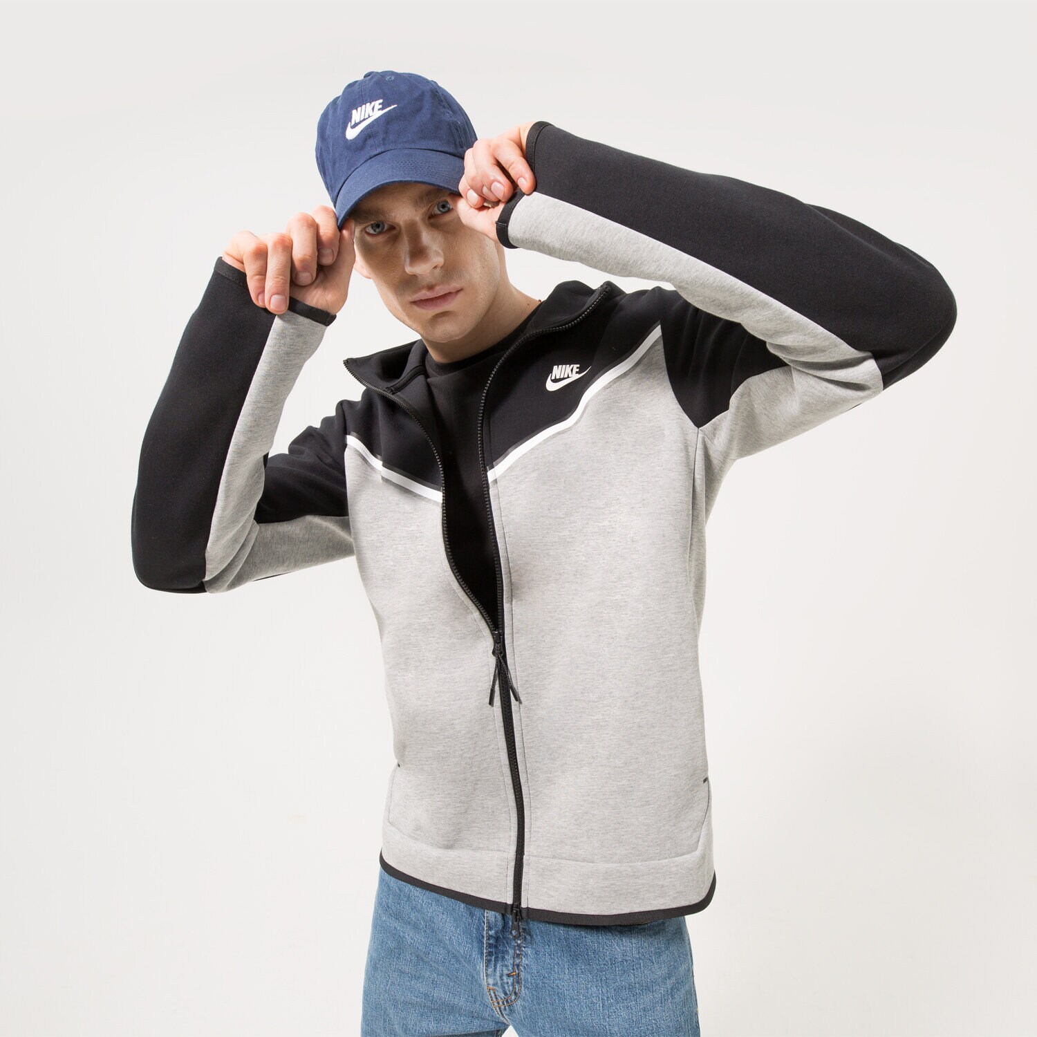 Herren NIKE SWEATSHIRT MIT REIßVERSCHLUSS   Z KAPTUREM TECH FLEECE CU4489-016 Grau