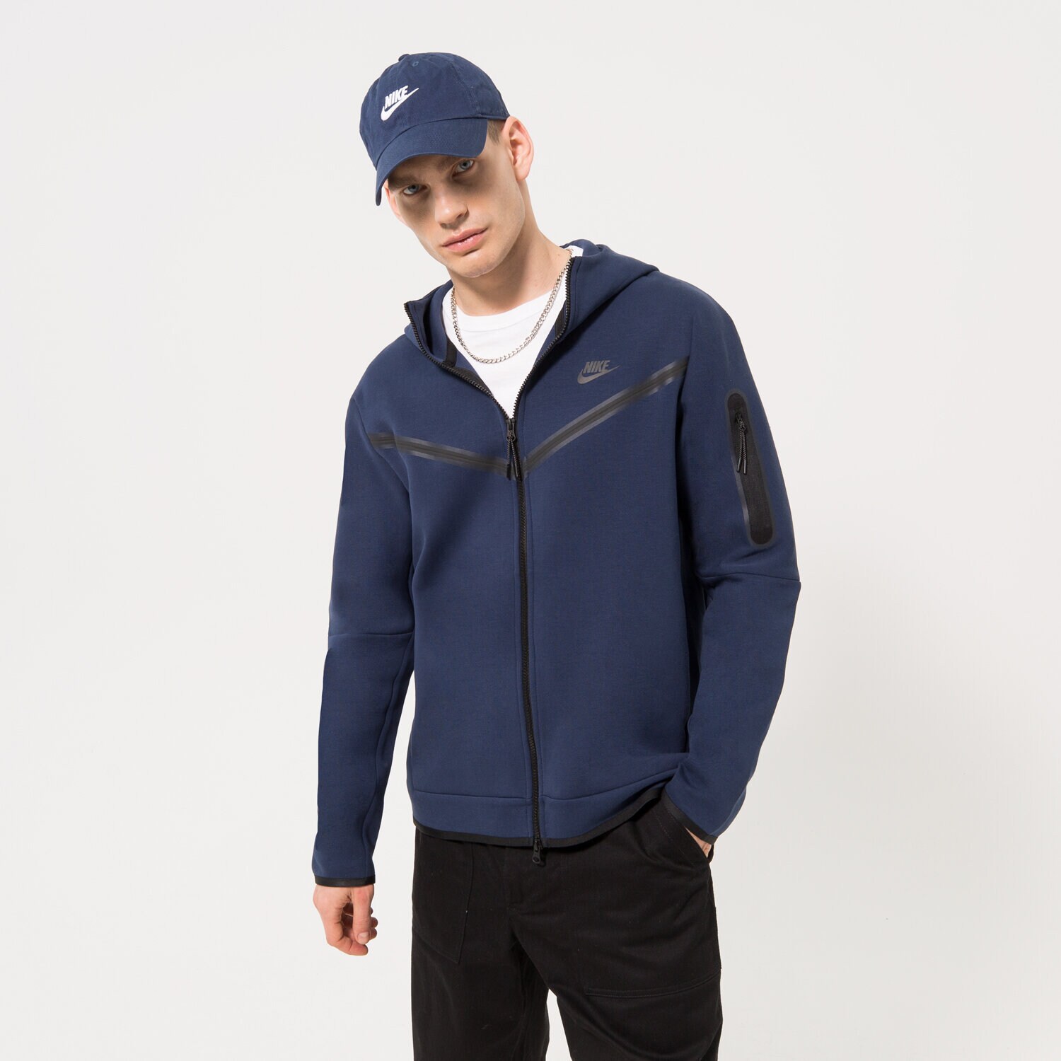 Herren NIKE SWEATSHIRT MIT REIßVERSCHLUSS Z KAPTUREM CU4489 CU4489-410 Dunkelblau