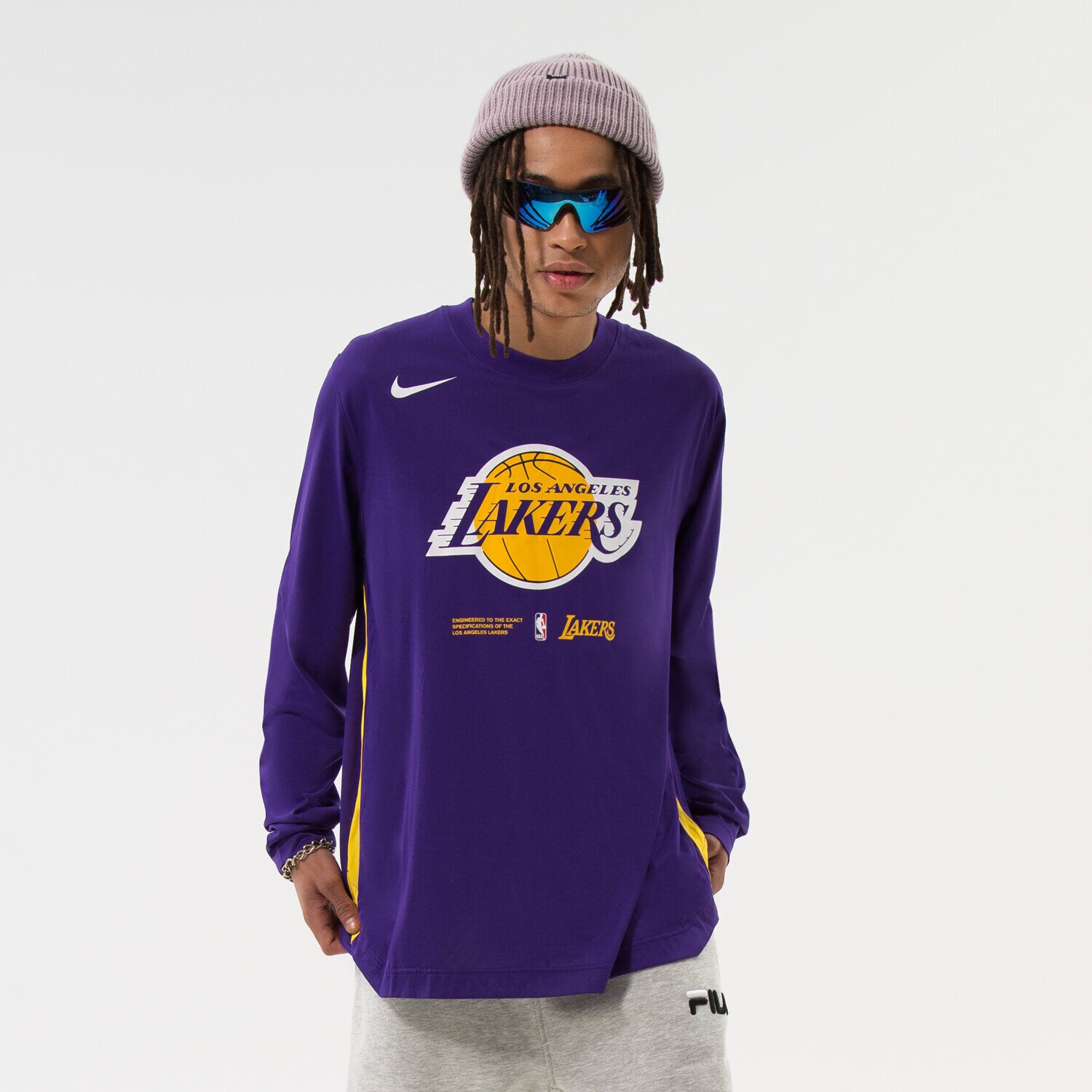 Herren T-Shirt NIKE T-SHIRT LAL M NK DF LS TOP PREGM NBA DN4615-504 Violet