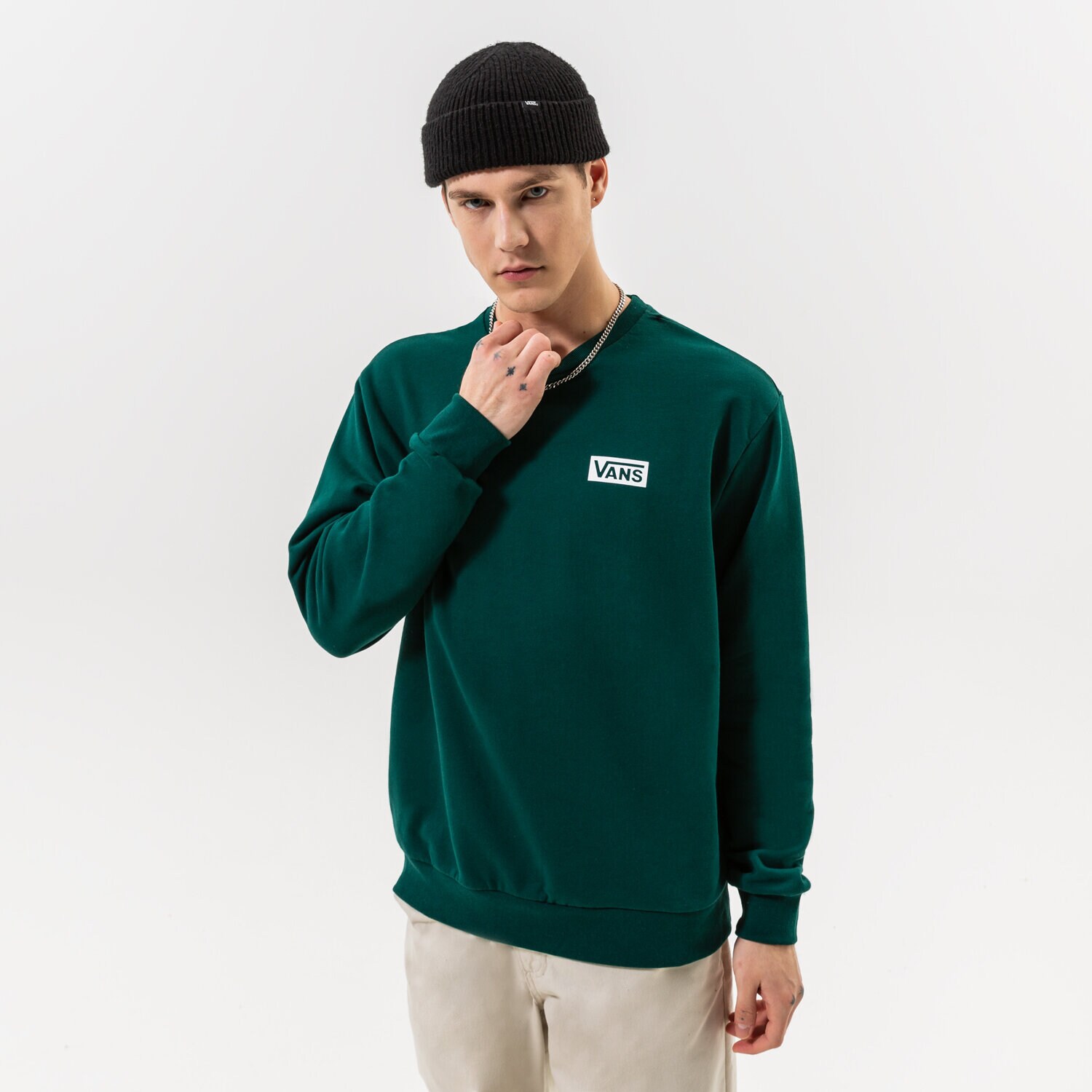 Herren VANS SWEATSHIRT FOUNDATION MINI LOGO CREW VN0007FPBKS Grün