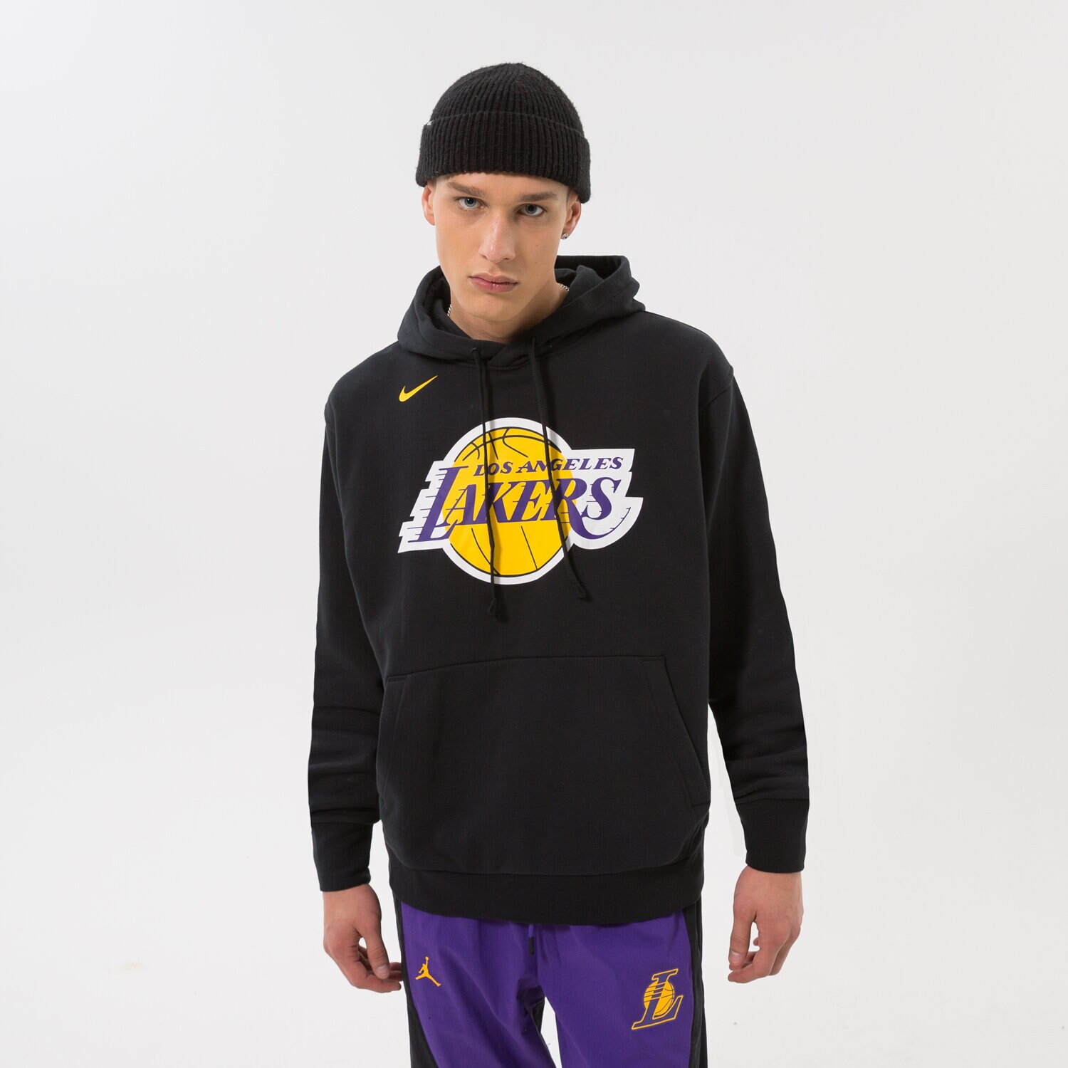 Herren NIKE HOODIE LAL M NK FLC PO ESSNTL NBA DN4709-010 Schwarz