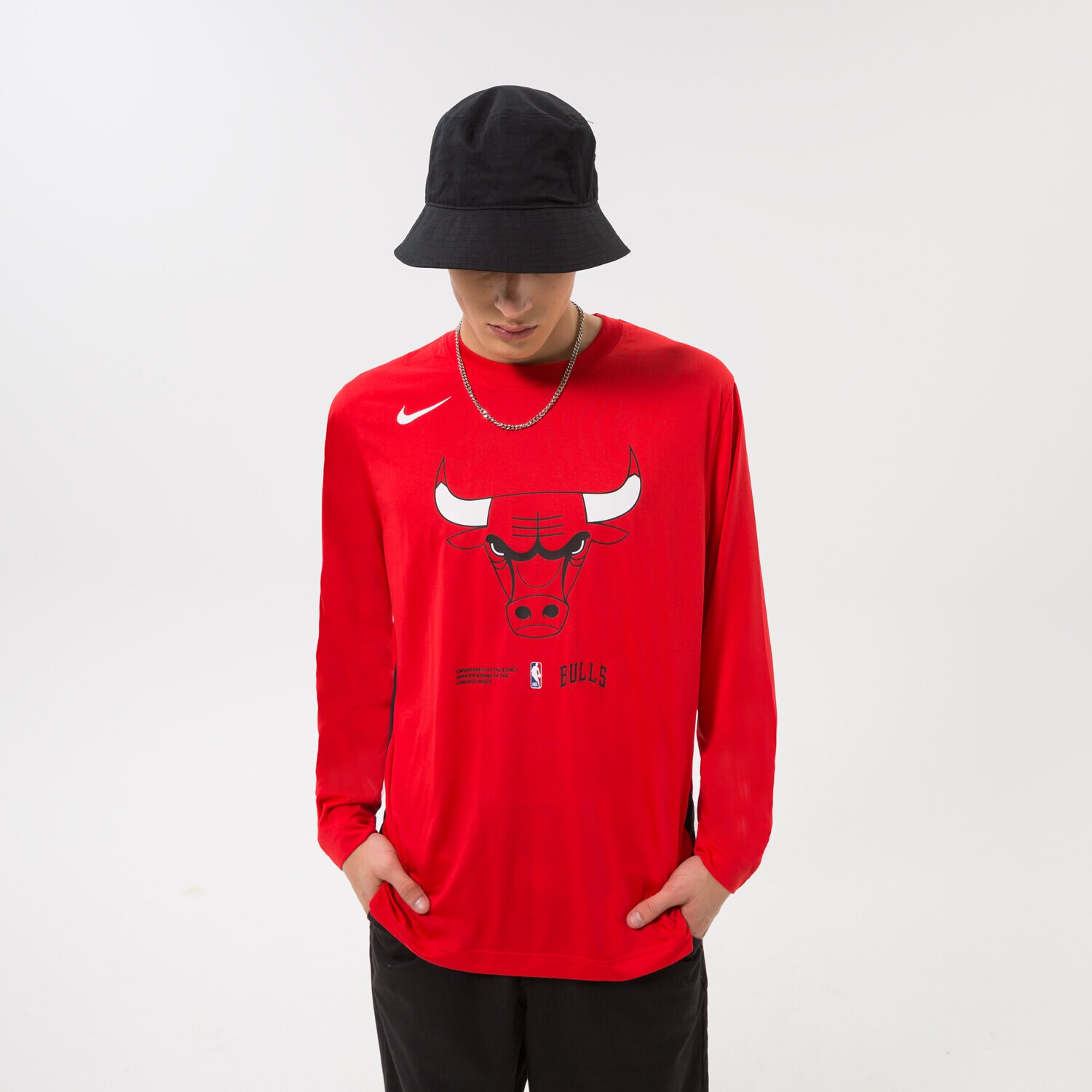 Herren T-Shirt NIKE T-SHIRT CHI M NK DF LS TOP PREGM NBA DN8120-657 Rot