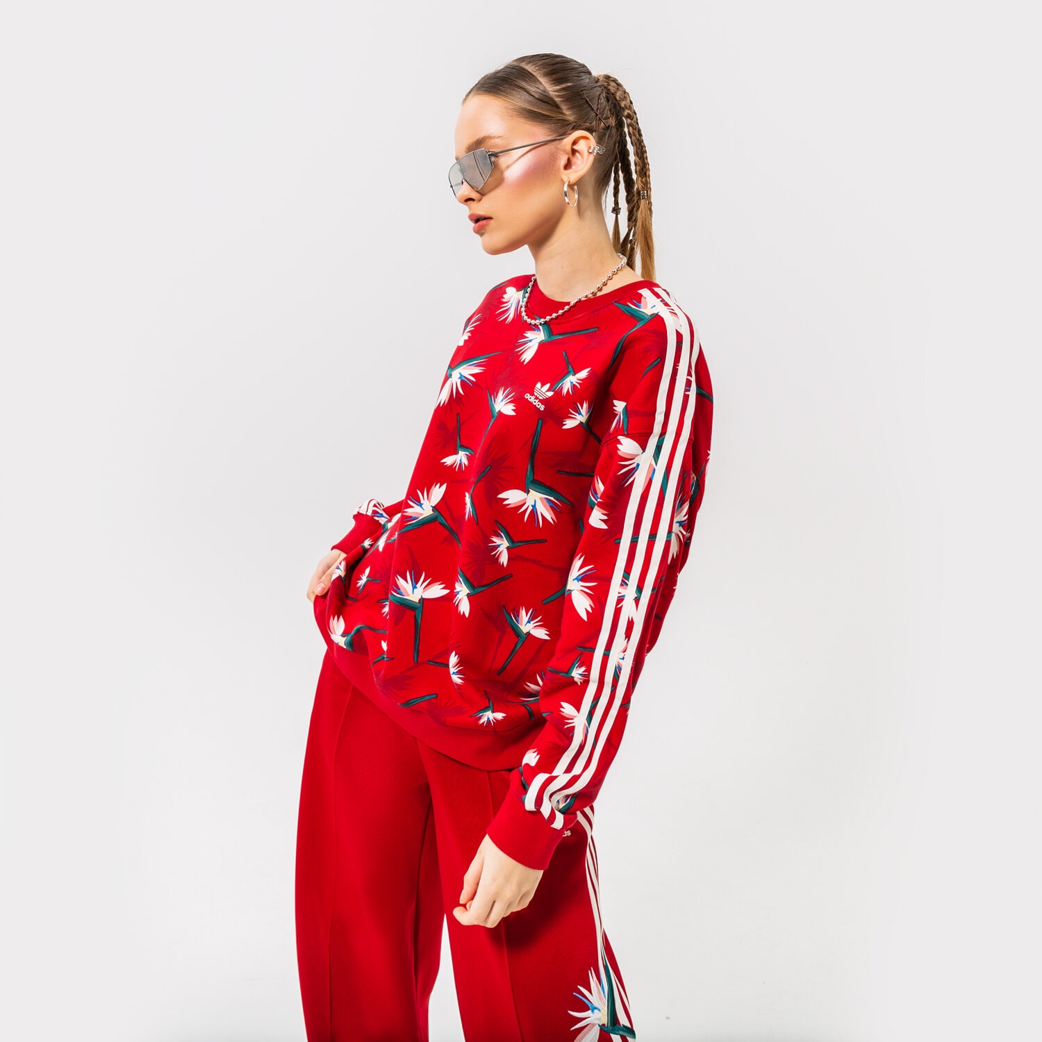 Damen ADIDAS SWEATSHIRT CREW SWEATER HK5213 Rot