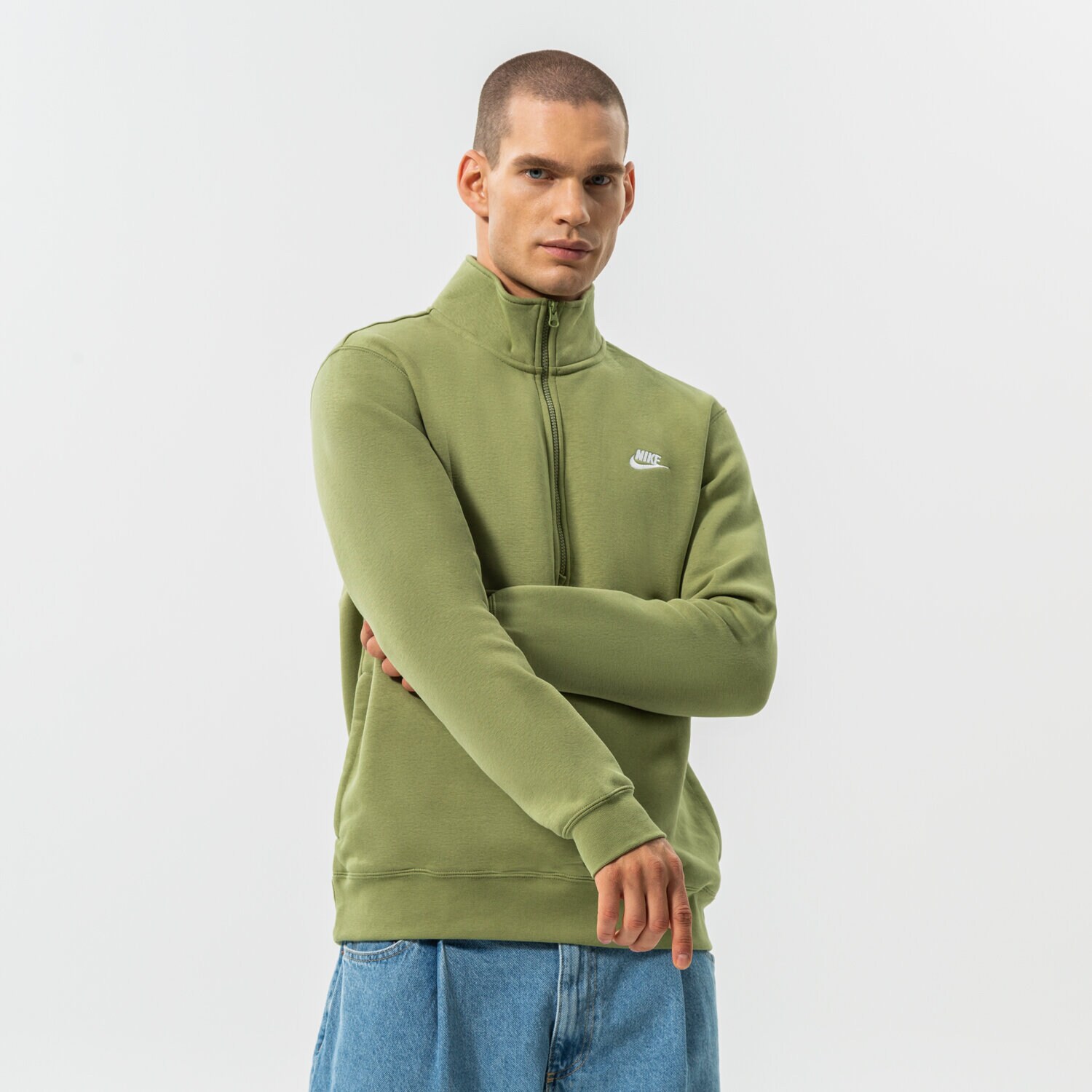 Herren NIKE SWEATSHIRT M NSW CLUB BB HZ TOP DD4732-334 Khaki