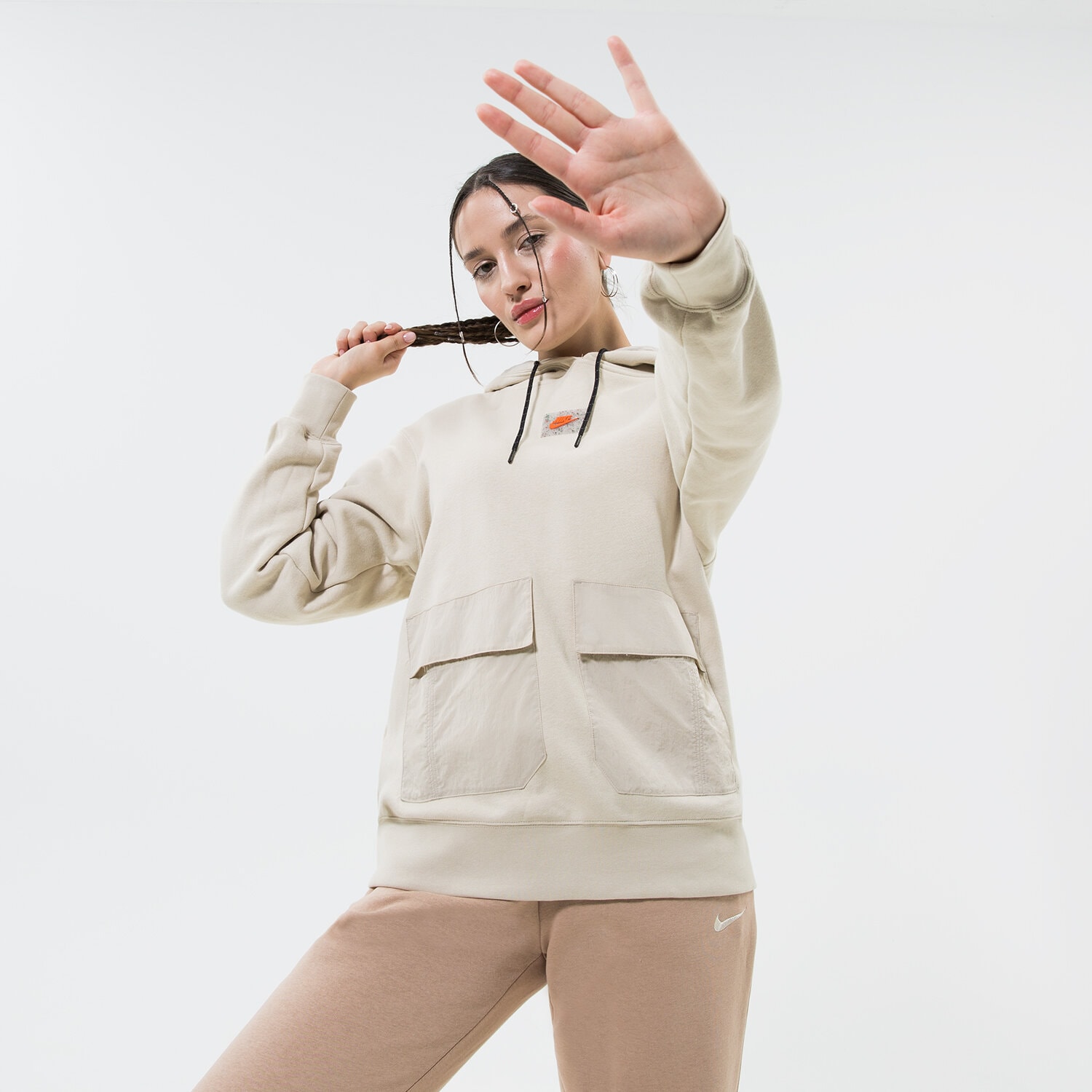 Damen NIKE HOODIE W NSW FLC PO HOODIE SU DX2324-206 Beige